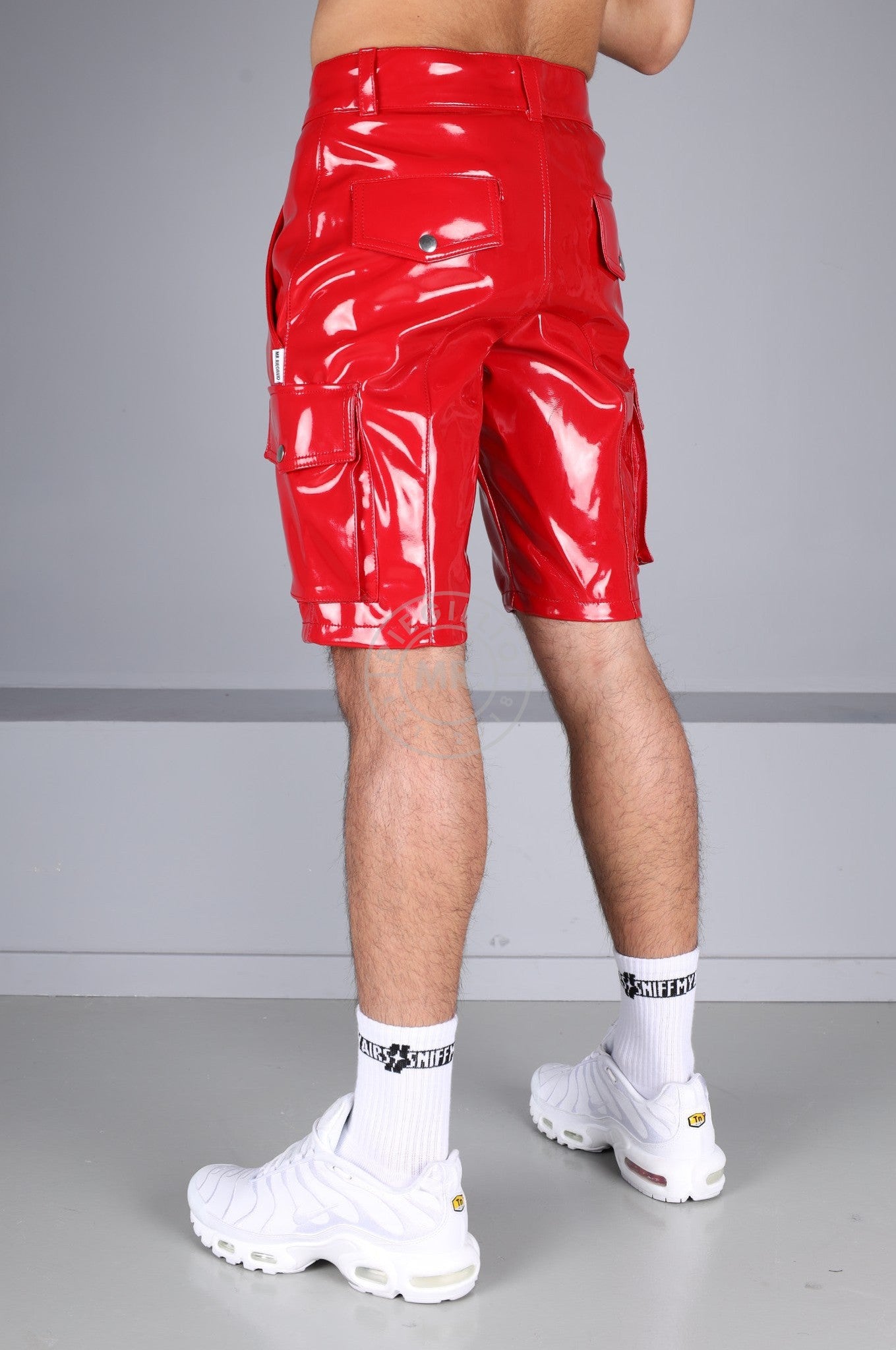 Heavy PVC Cargo Short - Red at MR. Riegillio