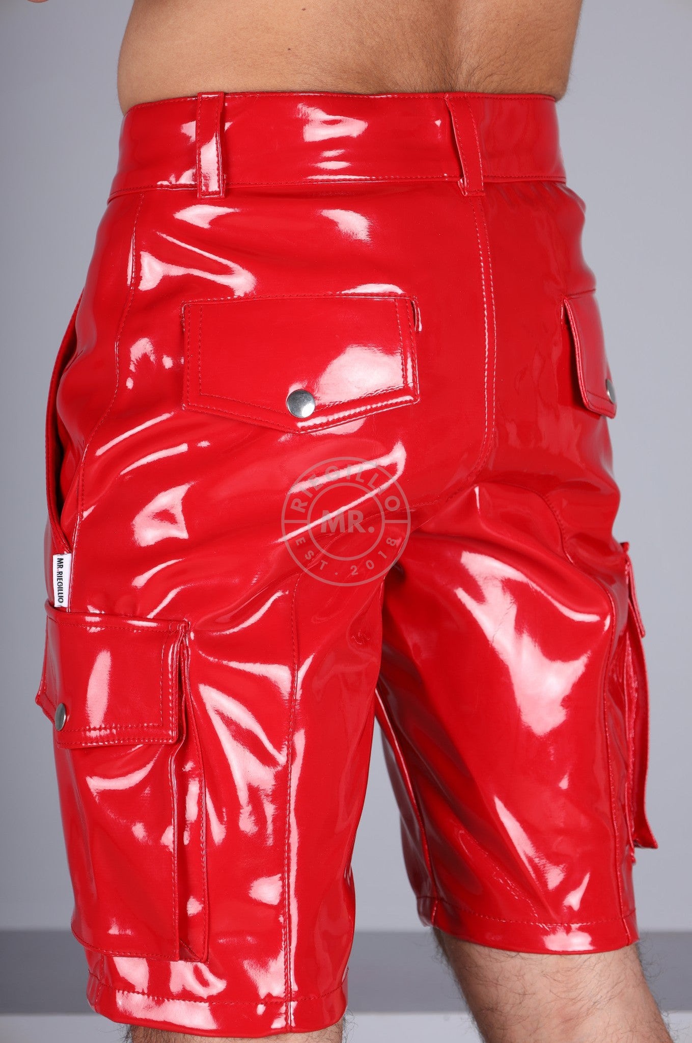 Heavy PVC Cargo Short - Red at MR. Riegillio