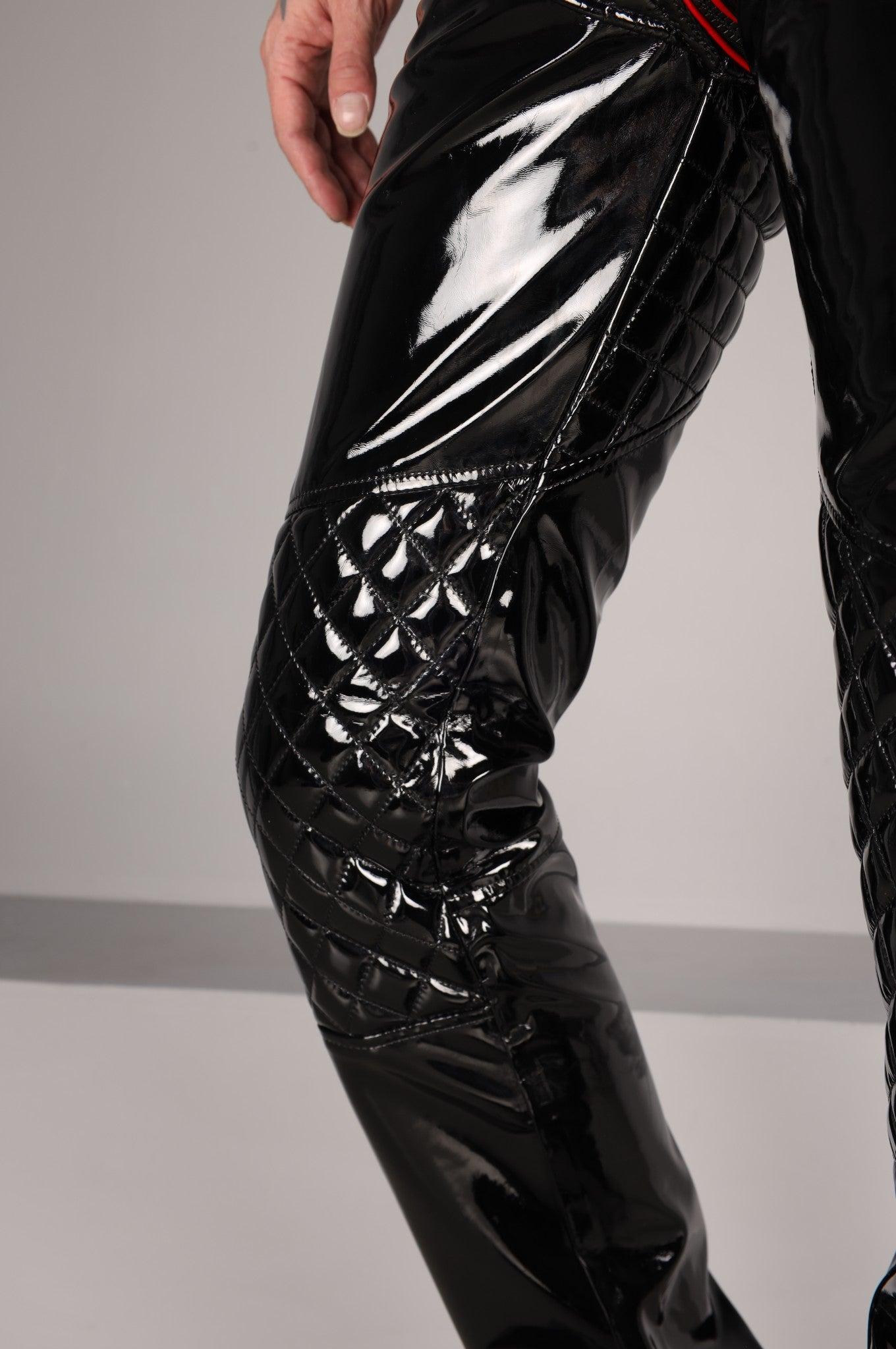 Padded PVC Pants - Thru Zip - Red Piping at MR. Riegillio