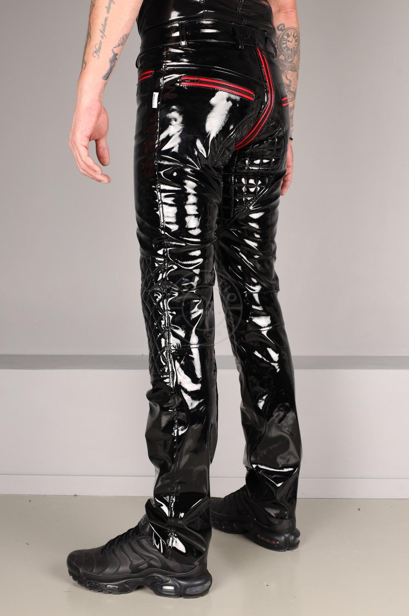 Padded PVC Pants - Thru Zip - Red Piping at MR. Riegillio