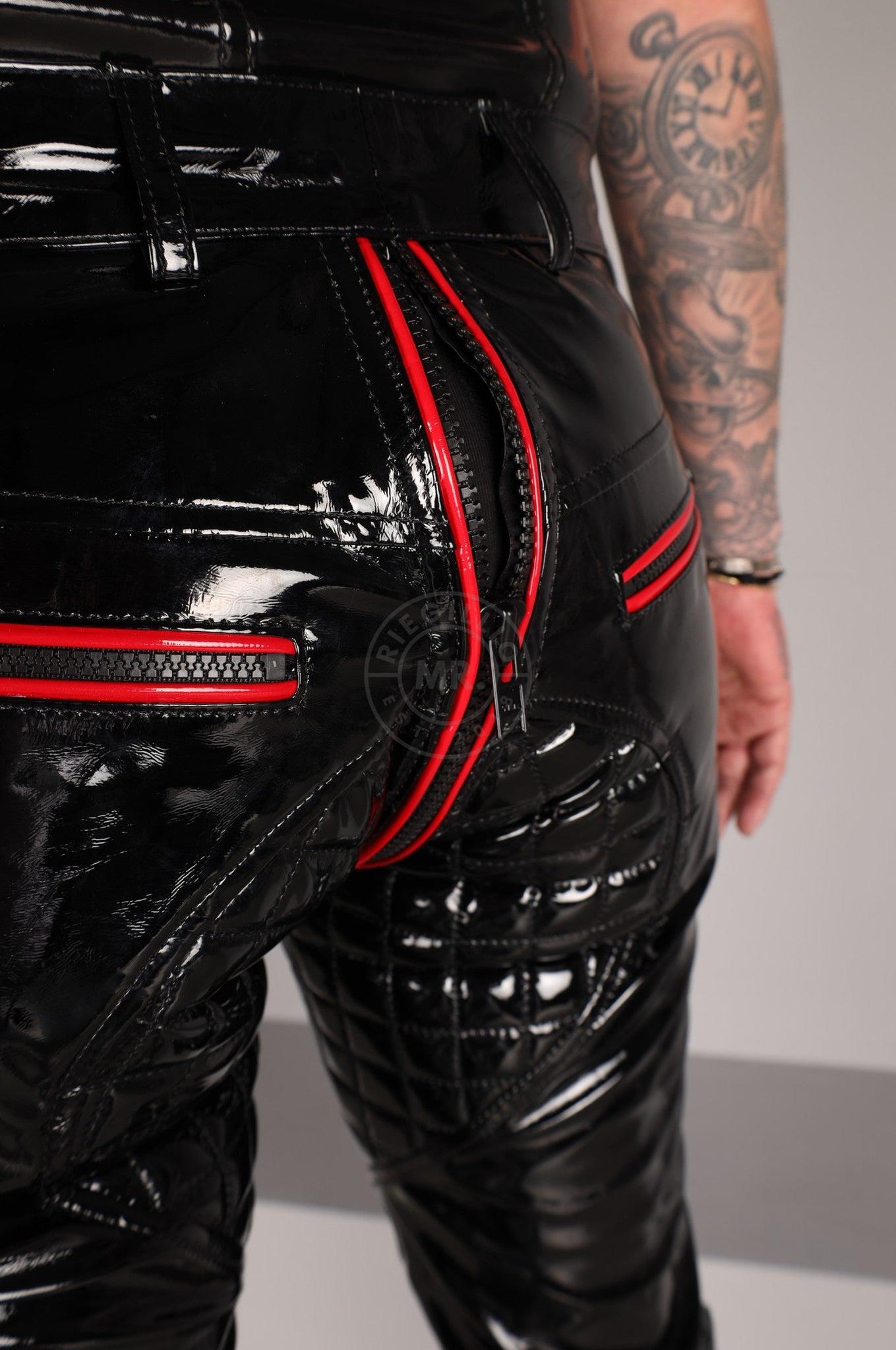 Padded PVC Pants - Thru Zip - Red Piping at MR. Riegillio