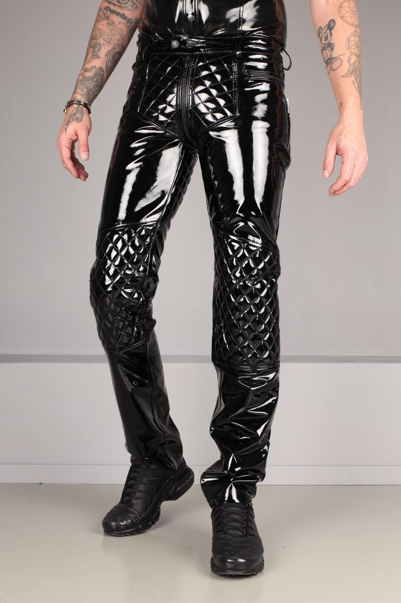 Padded PVC Pants - Thru Zip - Black Piping at MR. Riegillio