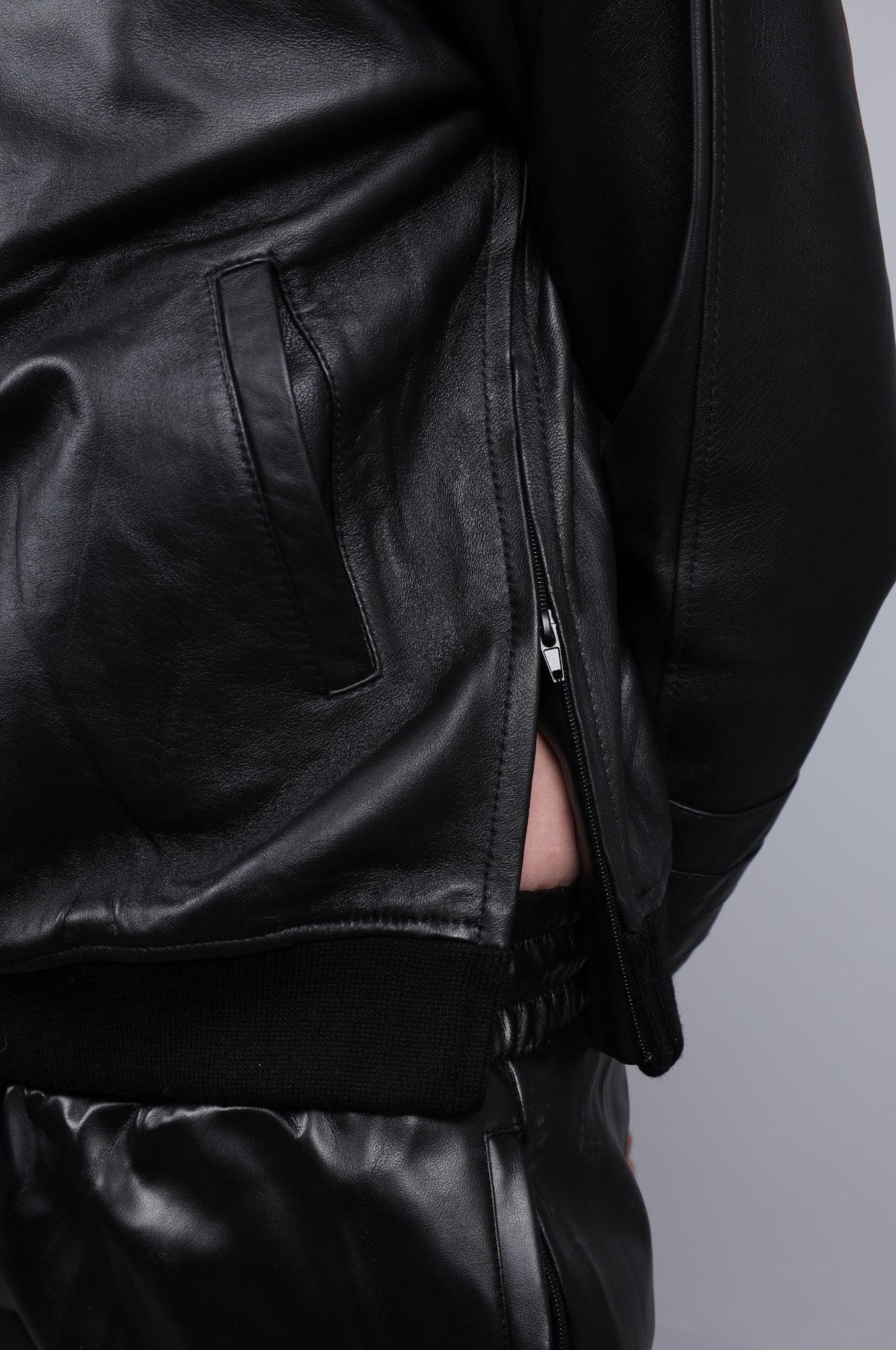 Full Black Leather Sweater at MR. Riegillio
