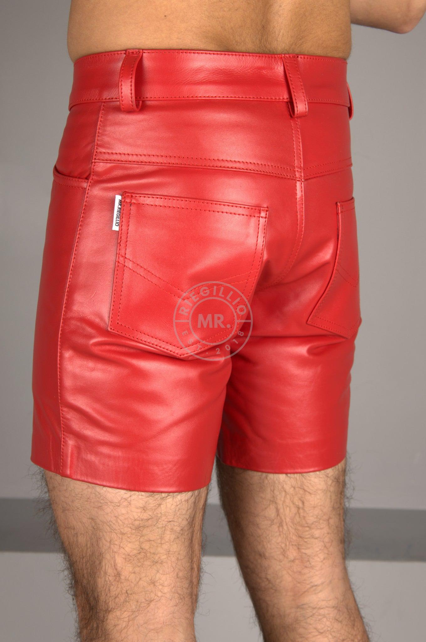 Leather 5 Pocket Short - Red at MR. Riegillio