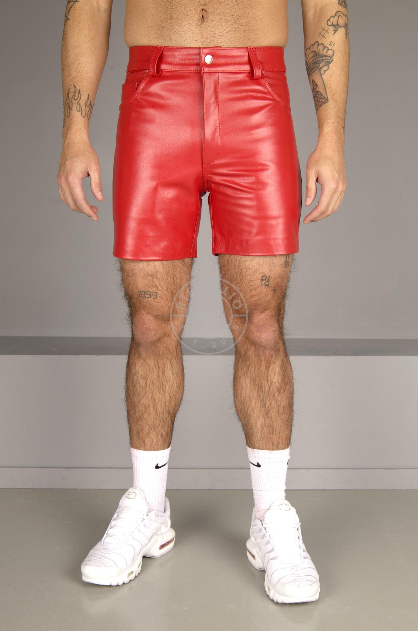 Leather 5 Pocket Short - Red at MR. Riegillio