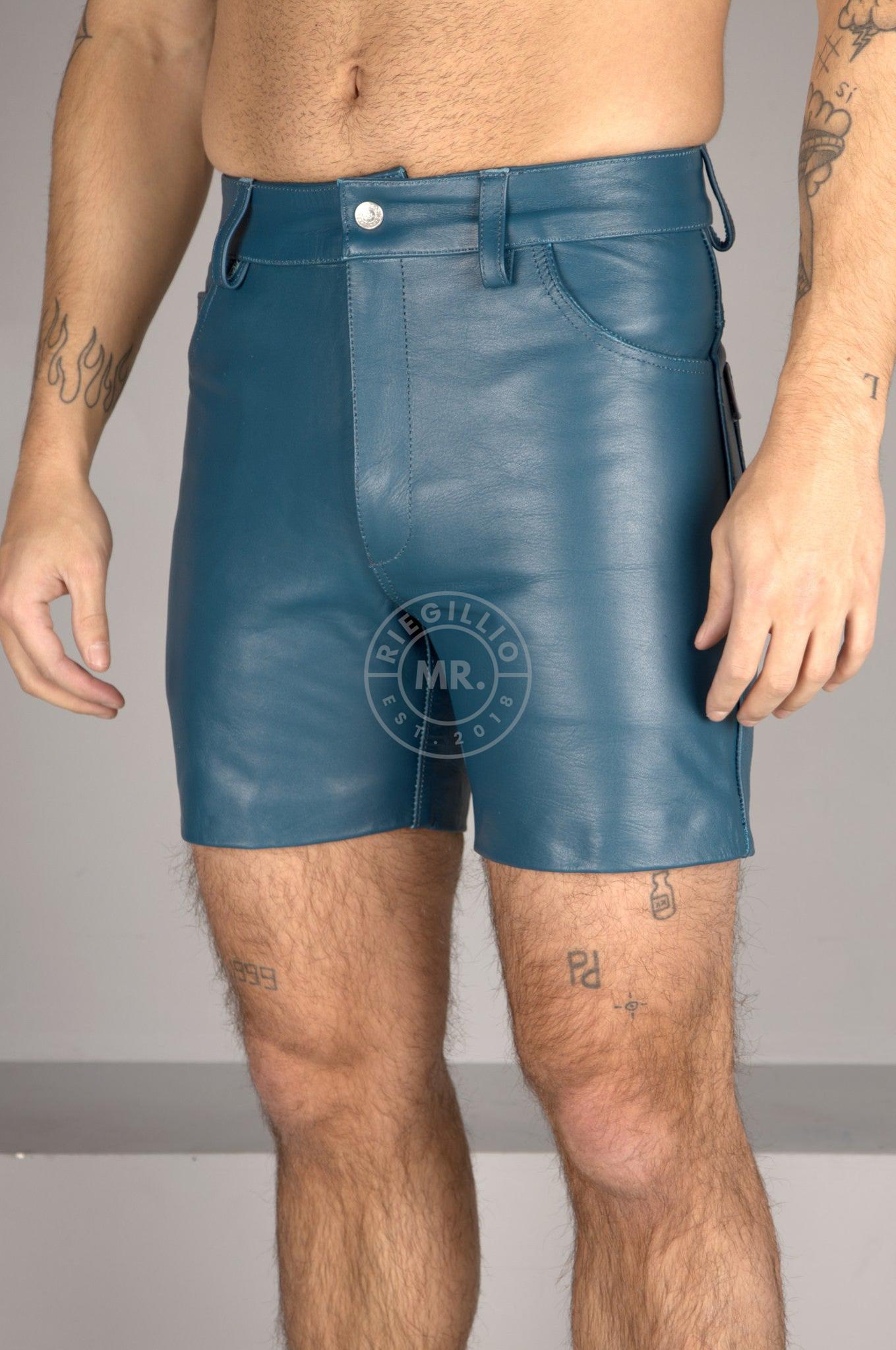 Leather 5 Pocket Short - Jeans Blue at MR. Riegillio