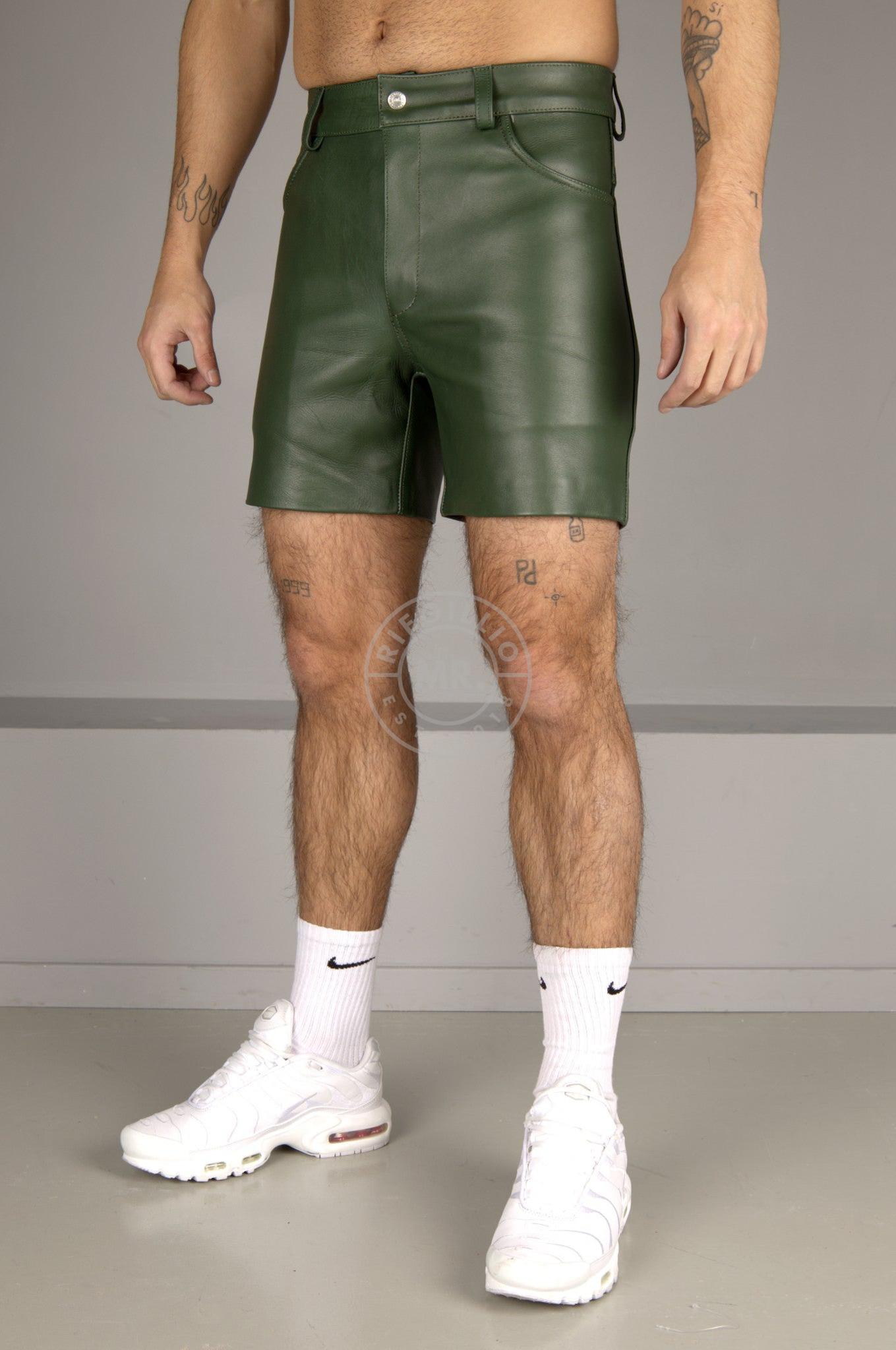 Leather 5 Pocket Short - Dark Green at MR. Riegillio