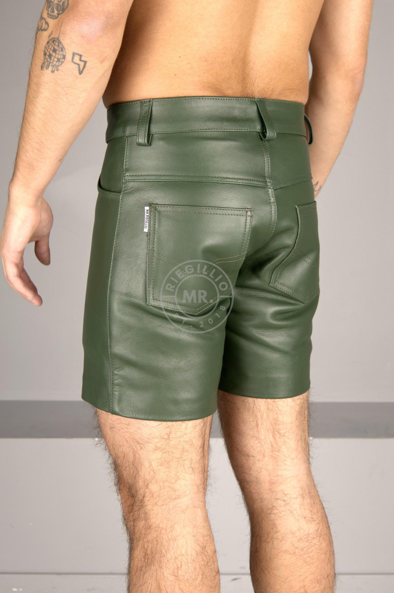 Leather 5 Pocket Short - Dark Green at MR. Riegillio