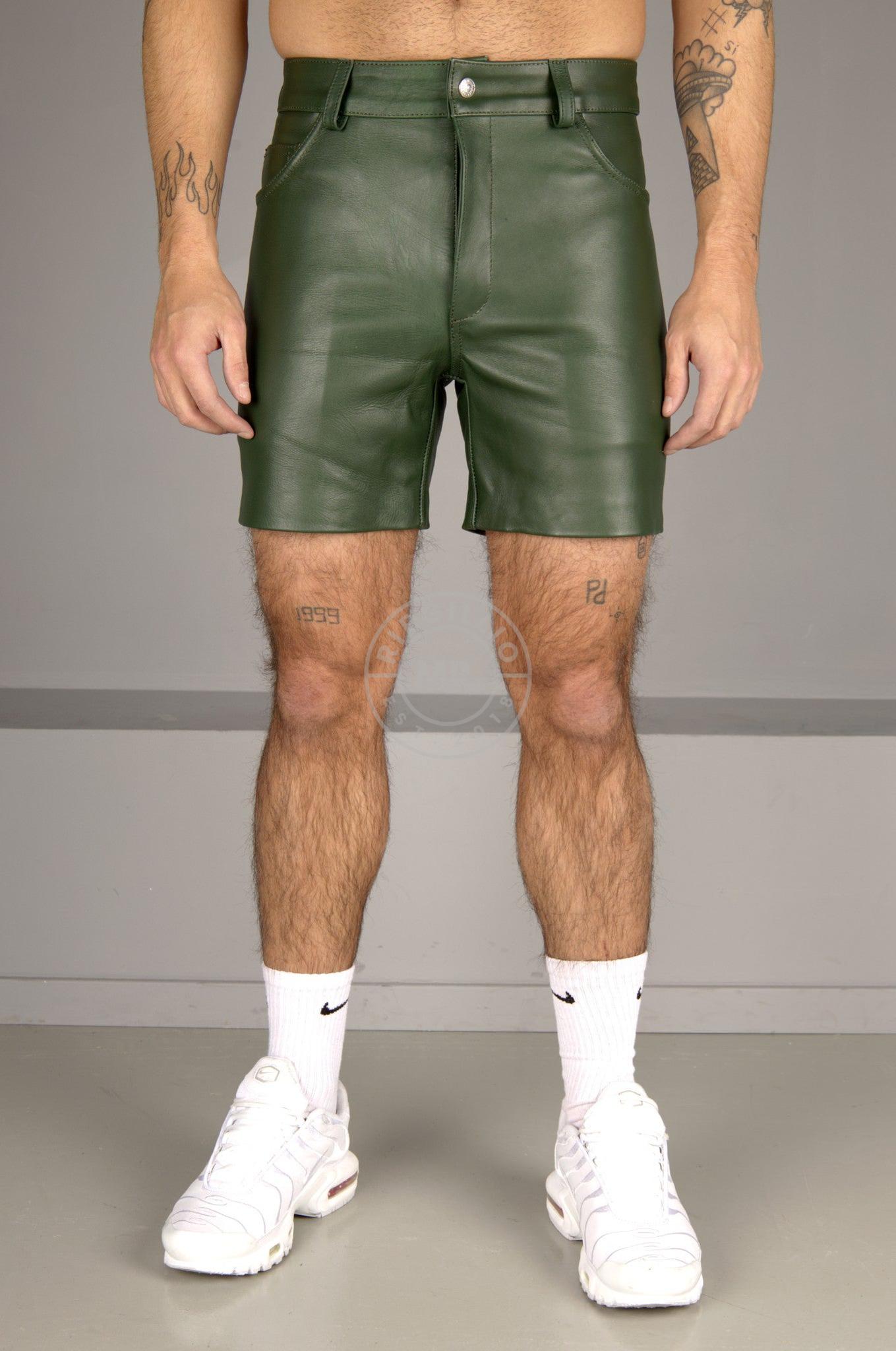 Leather 5 Pocket Short - Dark Green at MR. Riegillio