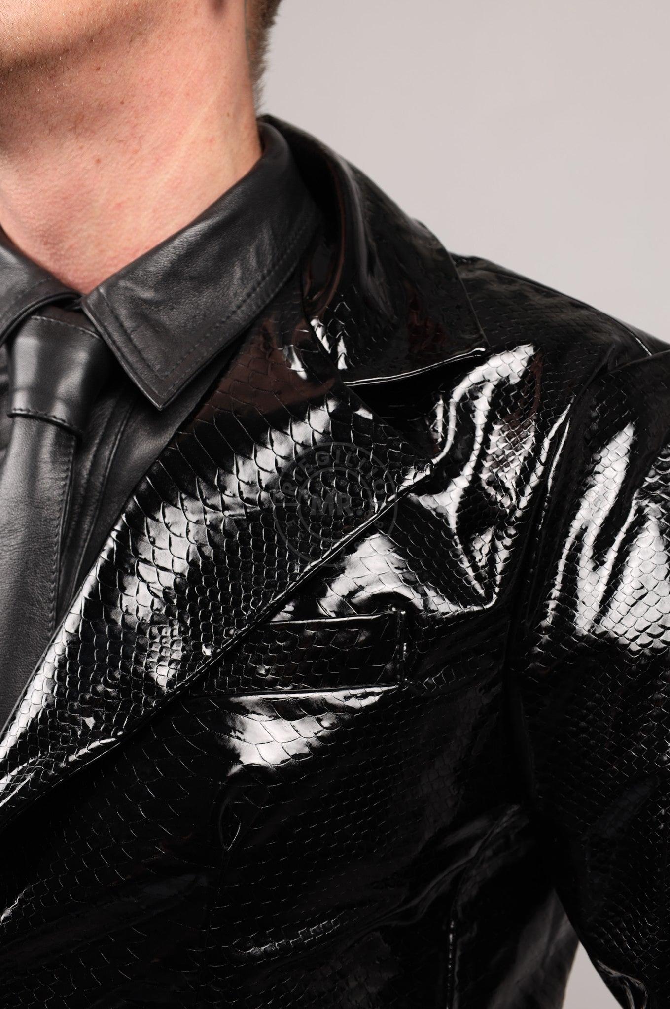 Black PVC Snake Print Blazer at MR. Riegillio