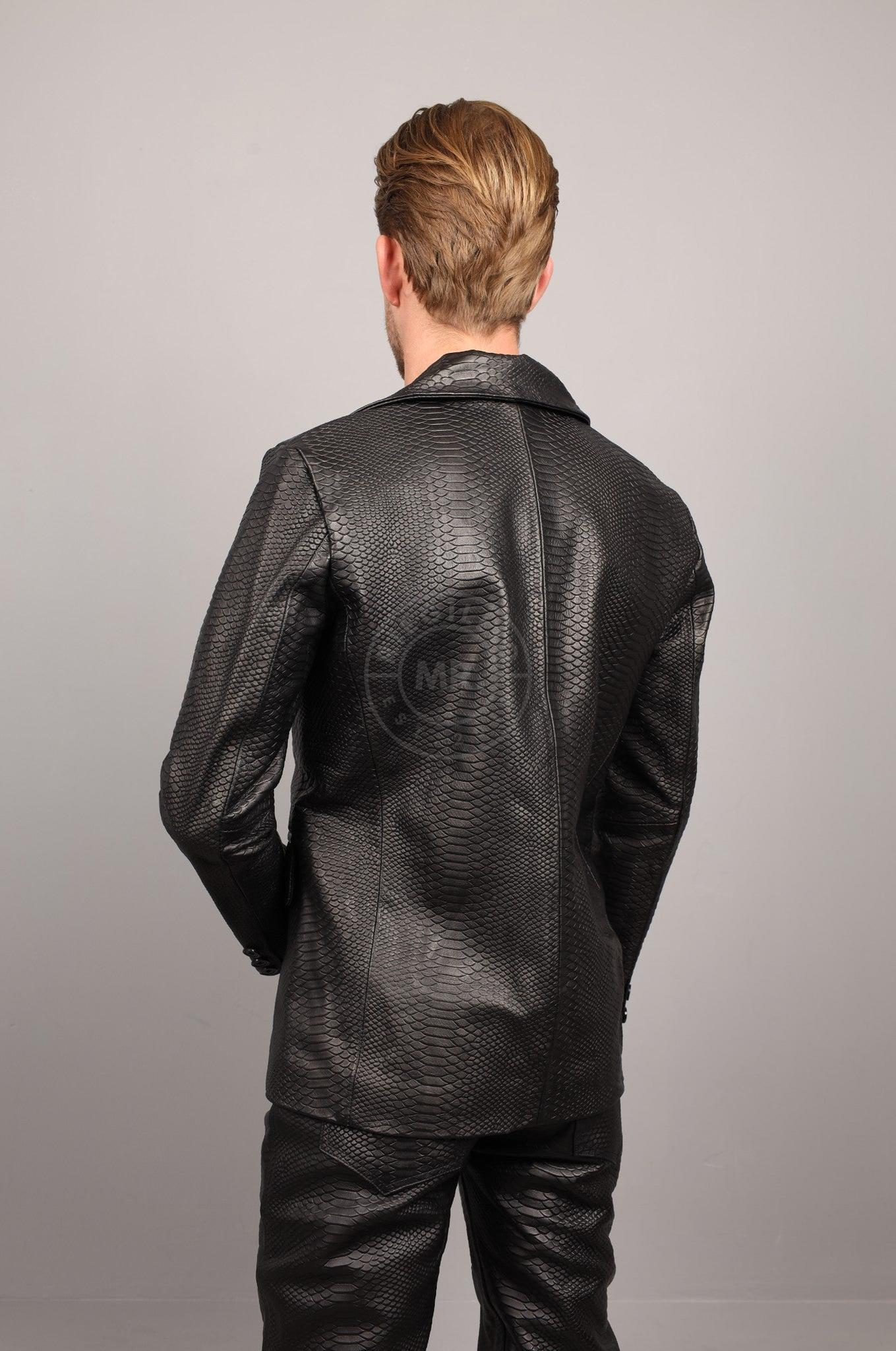 Black Leather Snake Print Blazer at MR. Riegillio