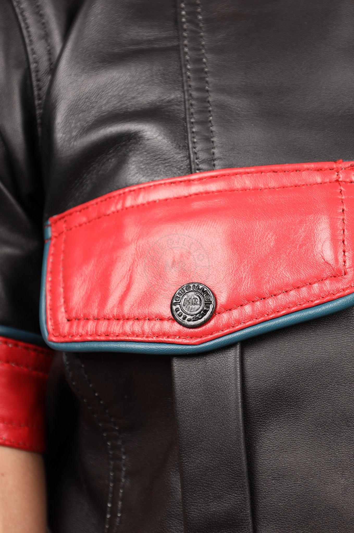 Black Leather Shirt - Red Touch at MR. Riegillio