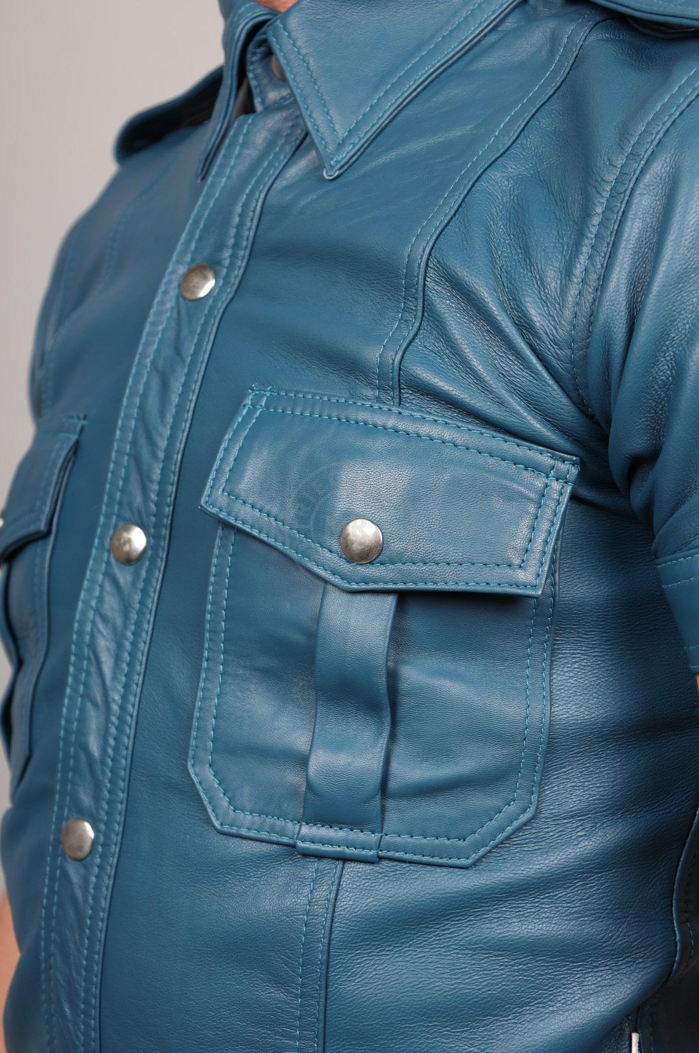 Jeans Blue Leather Shirt at MR. Riegillio