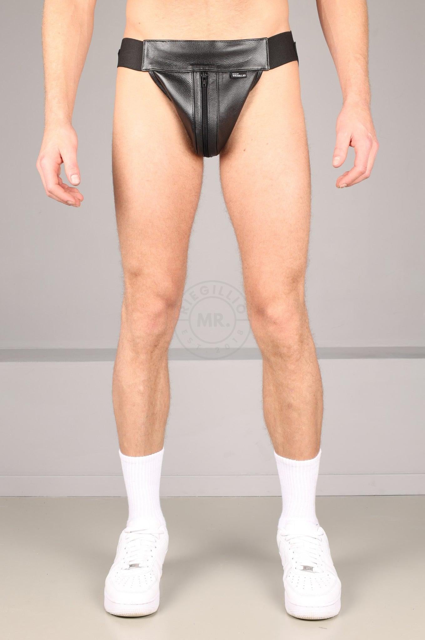 Premium Leather Jockstrap - Full Black at MR. Riegillio