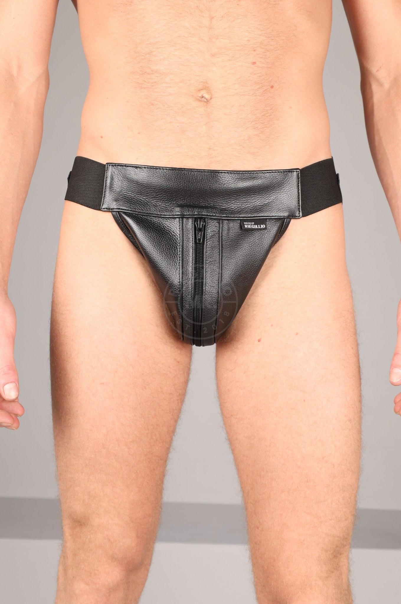 Premium Leather Jockstrap - Full Black at MR. Riegillio