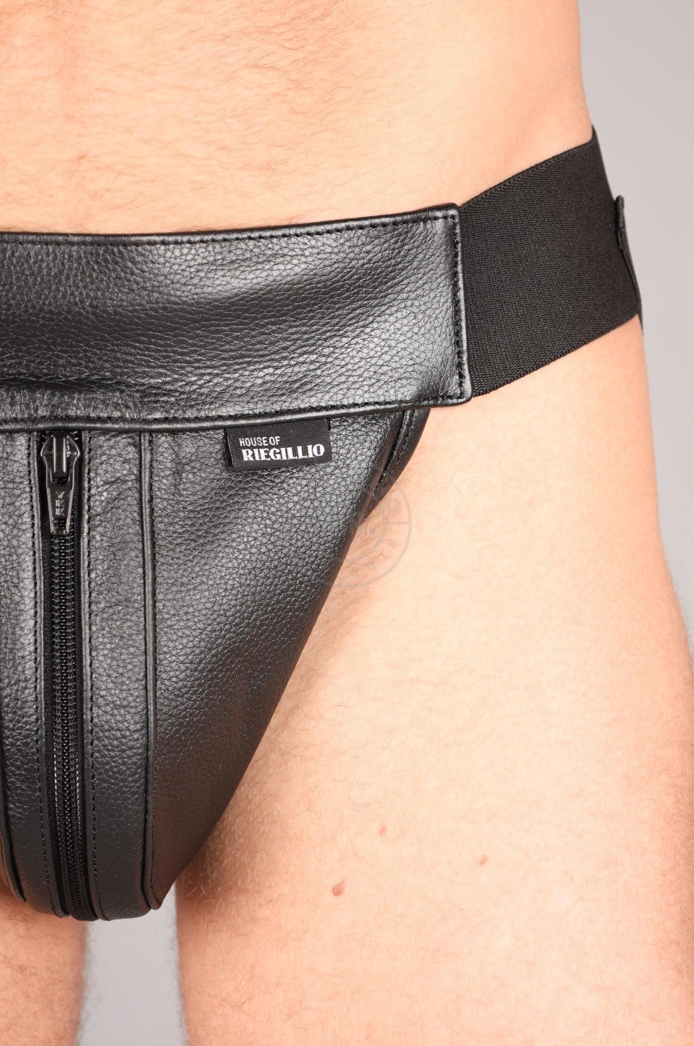 Premium Leather Jockstrap - Full Black at MR. Riegillio