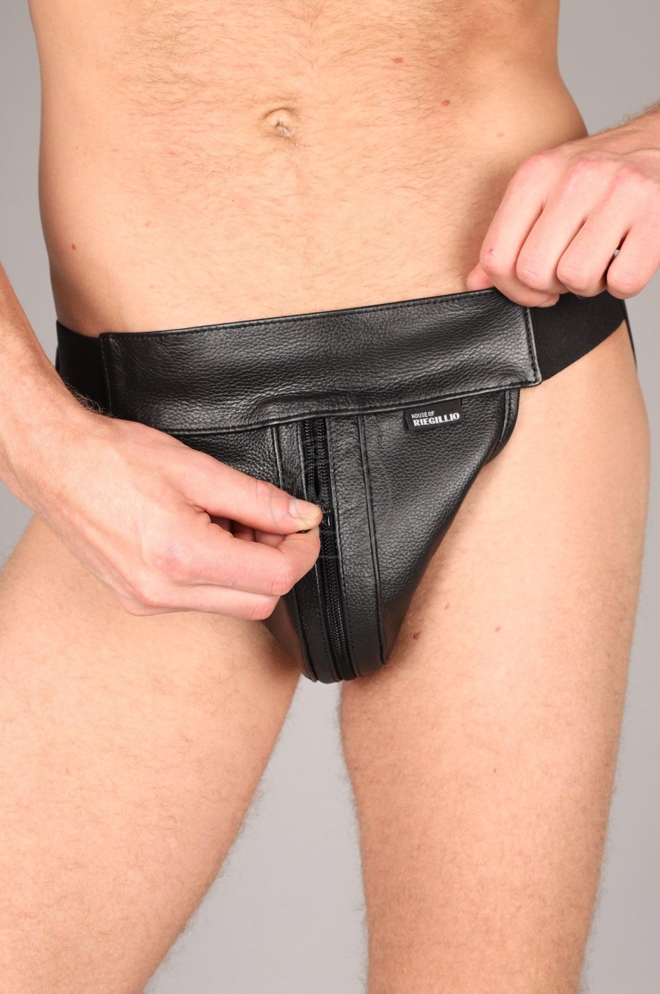 Premium Leather Jockstrap - Full Black at MR. Riegillio