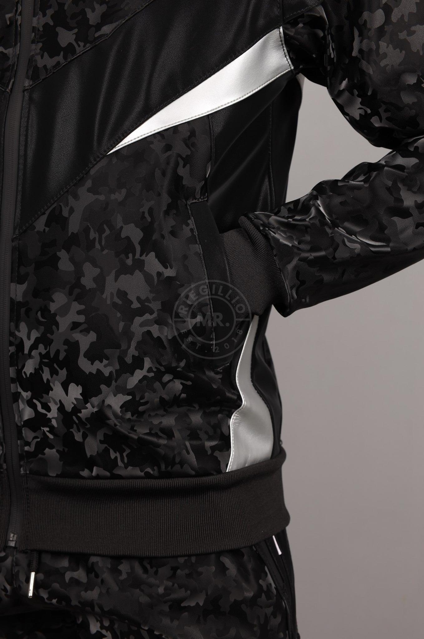 Camo Vegan Leather Tracksuit Jacket at MR. Riegillio