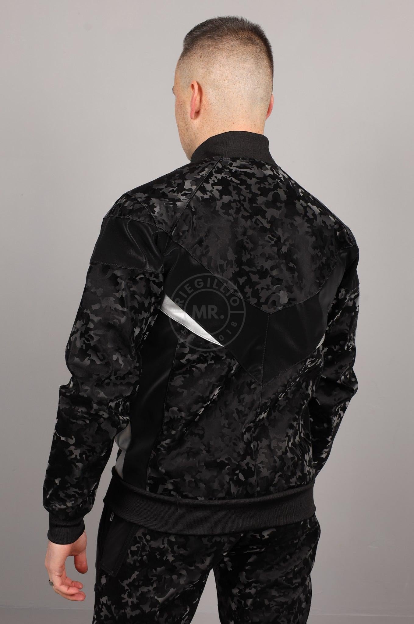 Camo Vegan Leather Tracksuit Jacket at MR. Riegillio