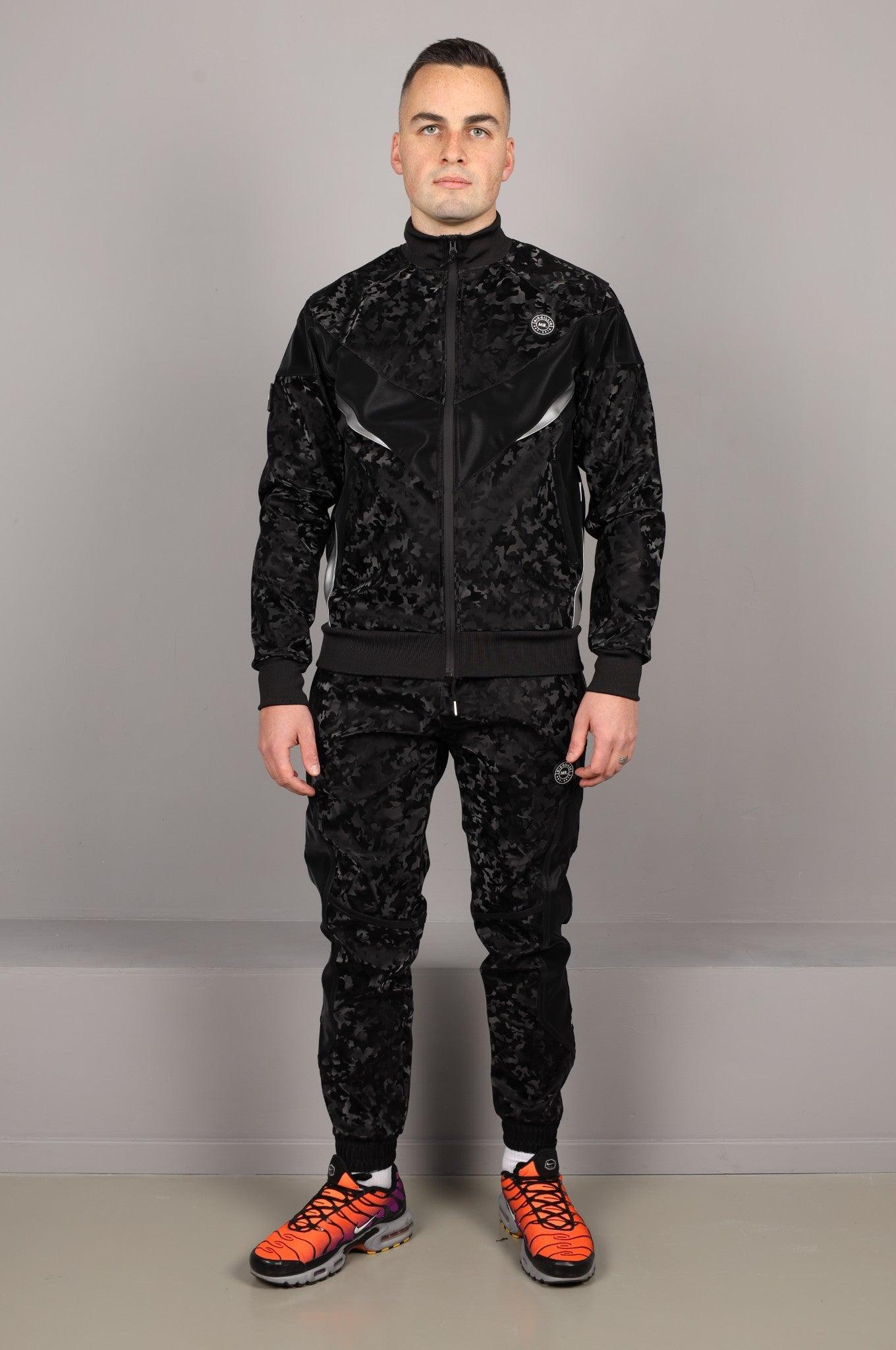 Camo Vegan Leather Tracksuit Pants at MR. Riegillio
