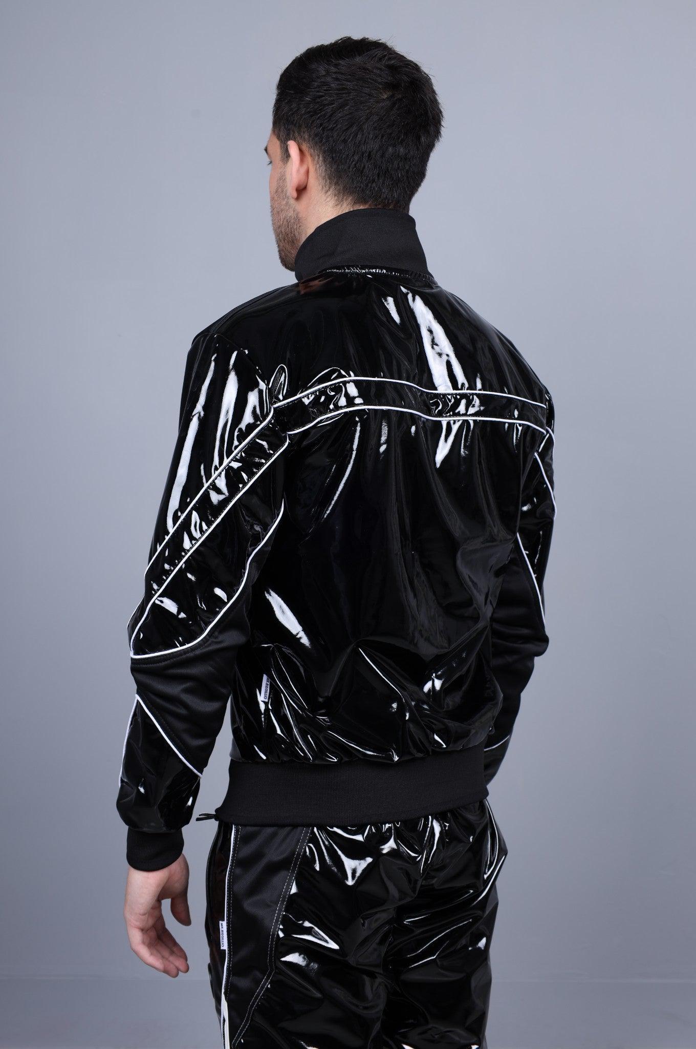 PVC 24 Tracksuit Jacket - Black with White Piping at MR. Riegillio
