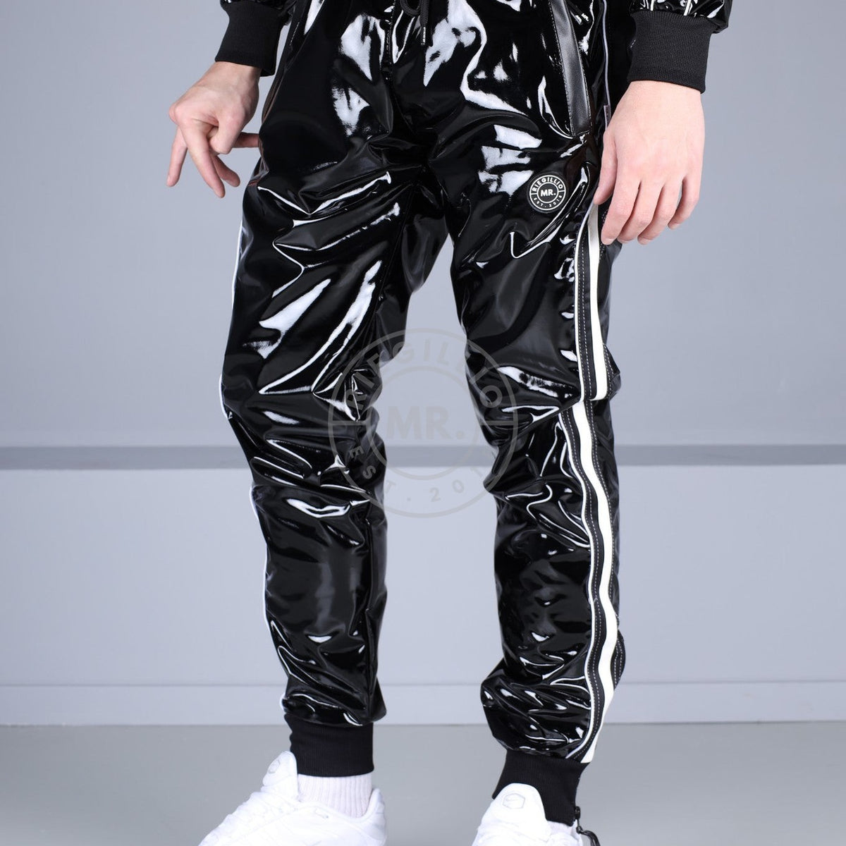 PVC 24 Tracksuit Pants - Black with White Piping by MR. Riegillio