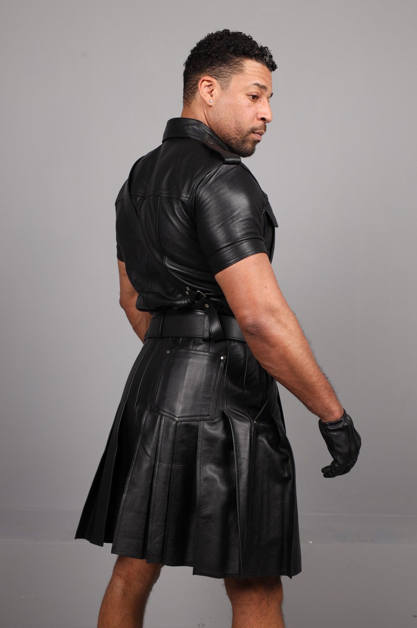 Black Leather Kilt at MR. Riegillio