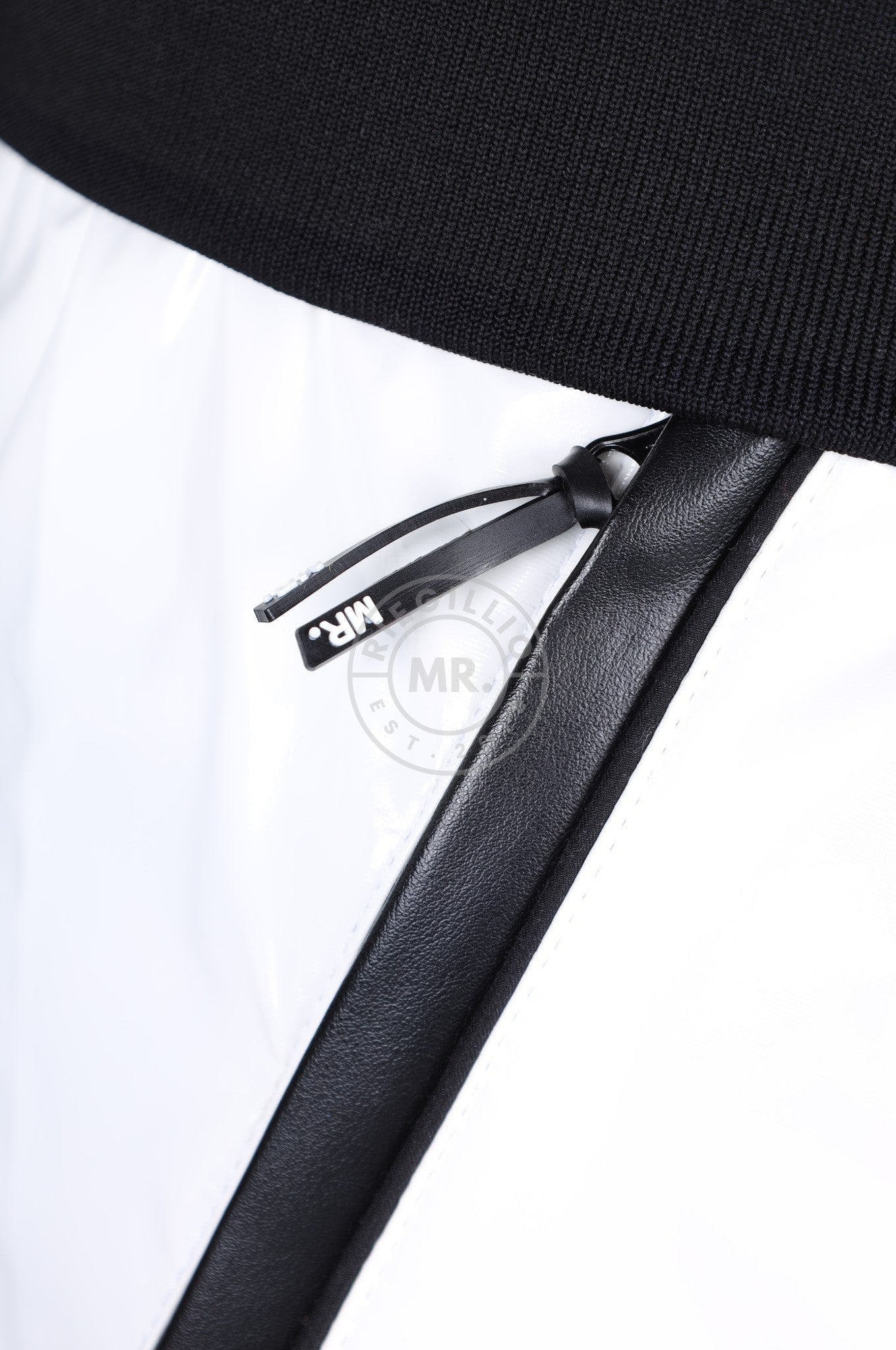 PVC 24 Tracksuit Pants - White with Black Piping at MR. Riegillio