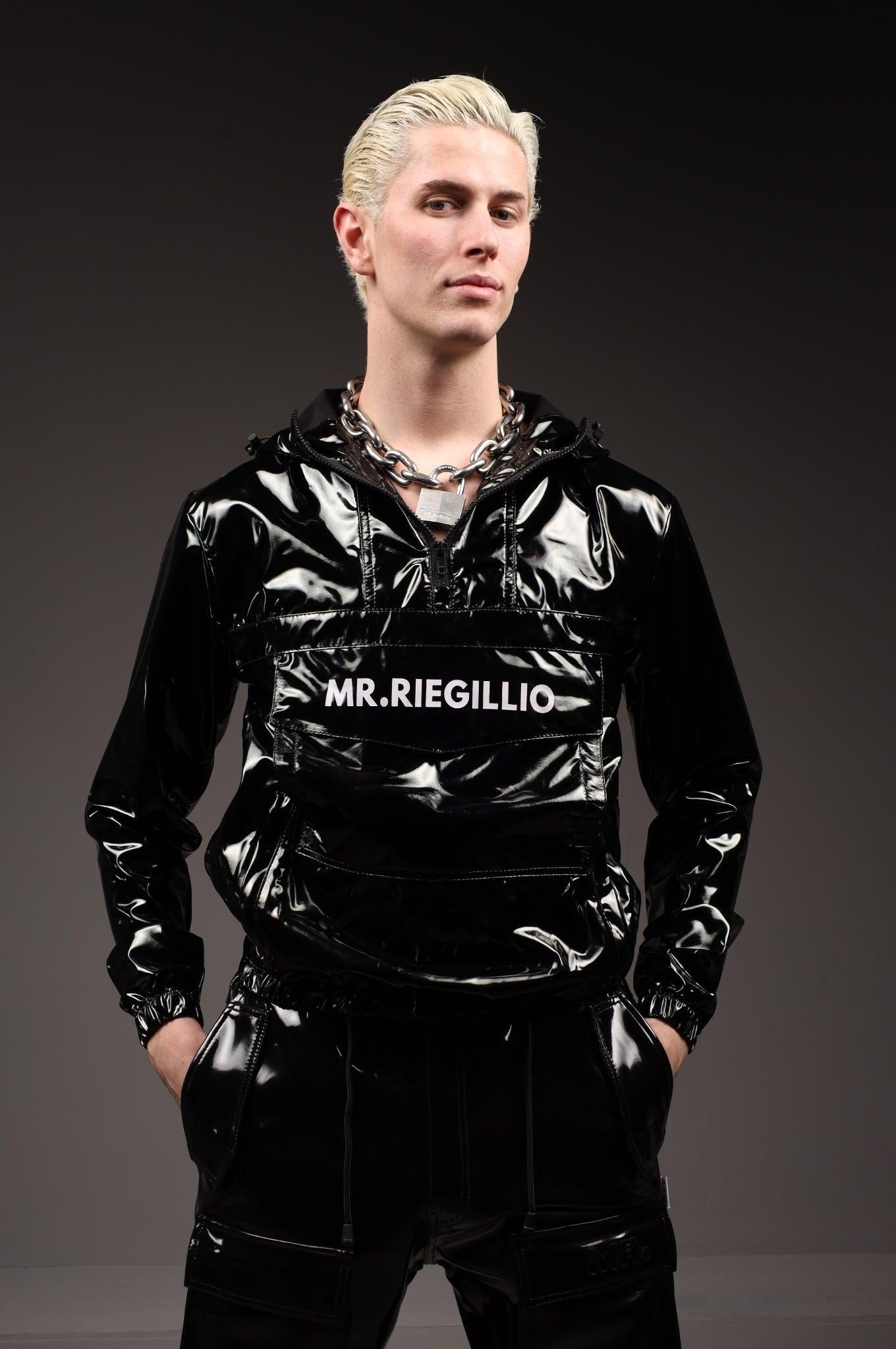 Black PVC Anorak Hoodie by MR. Riegillio
