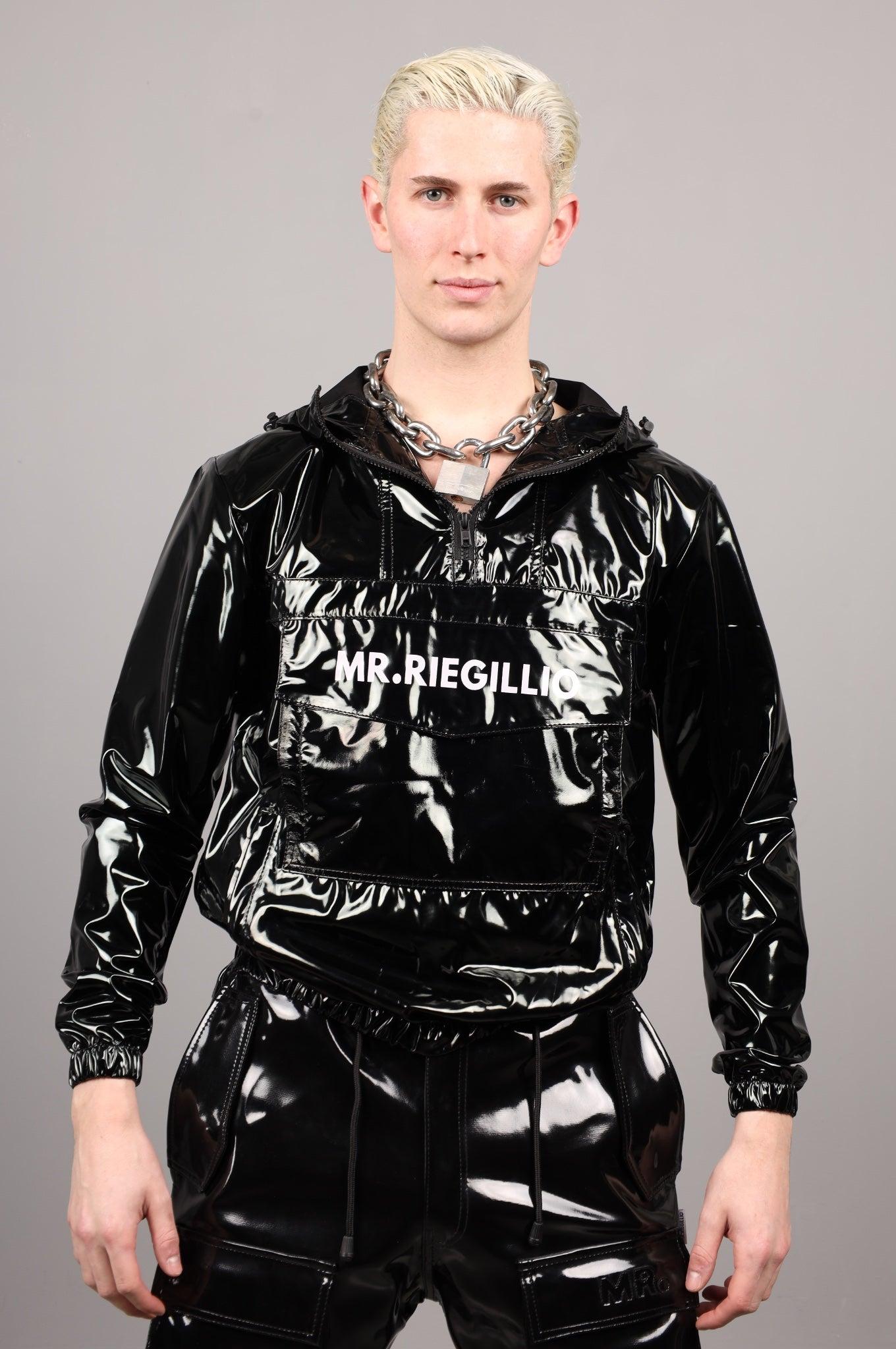 Black PVC Anorak Hoodie by MR. Riegillio