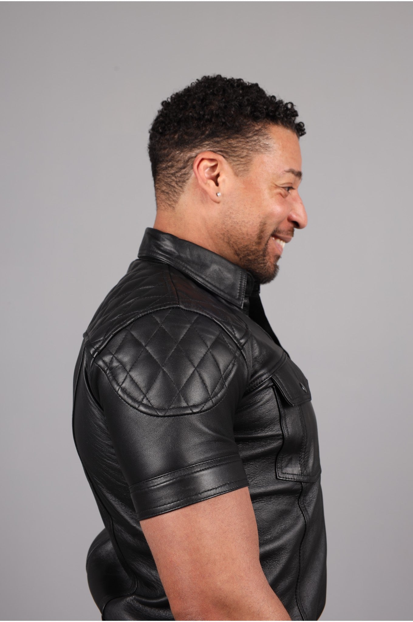 Black Leather Padded Shirt