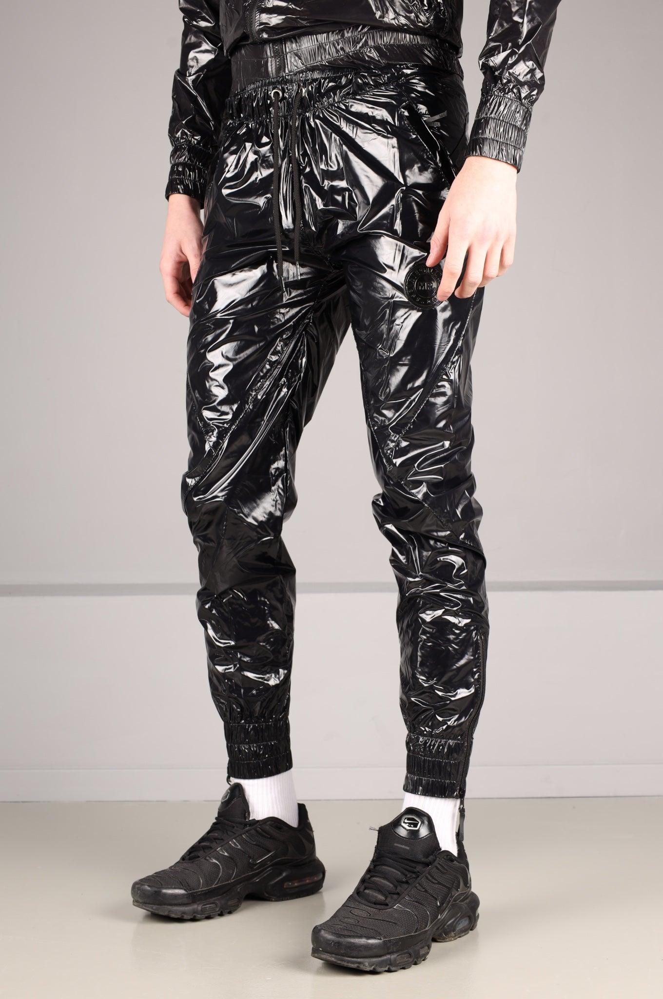 Shiny Nylon 24 Tracksuit Pants - Black at MR. Riegillio