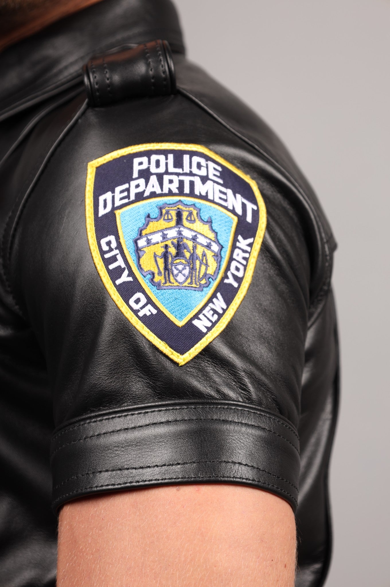 Leather Police Shirt NY - Black