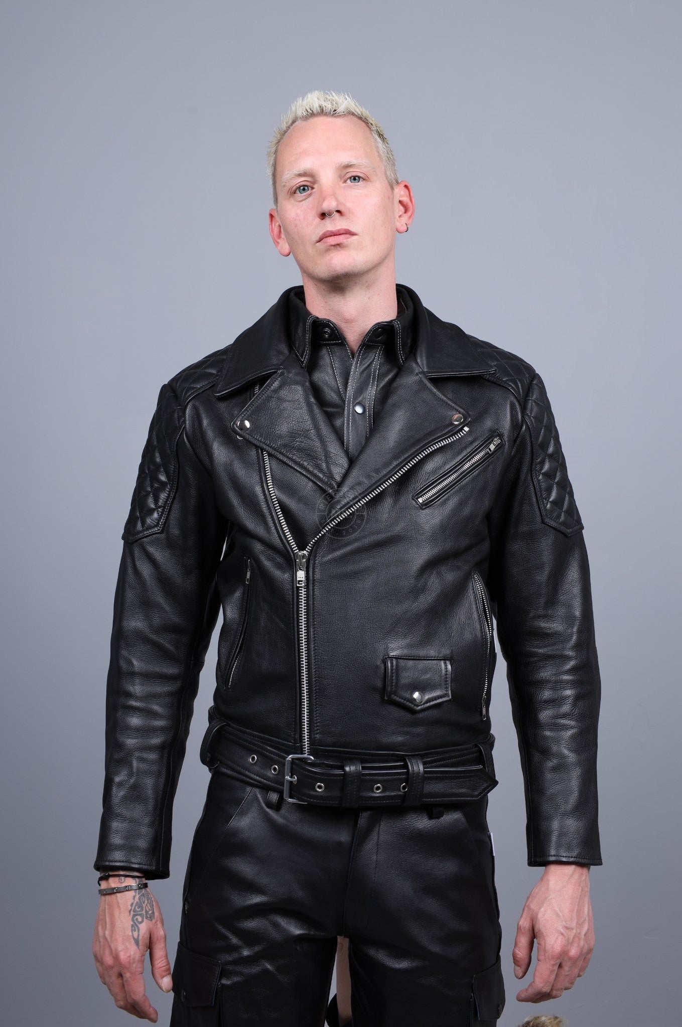 Leather Brando Jacket - Black Padding at MR. Riegillio