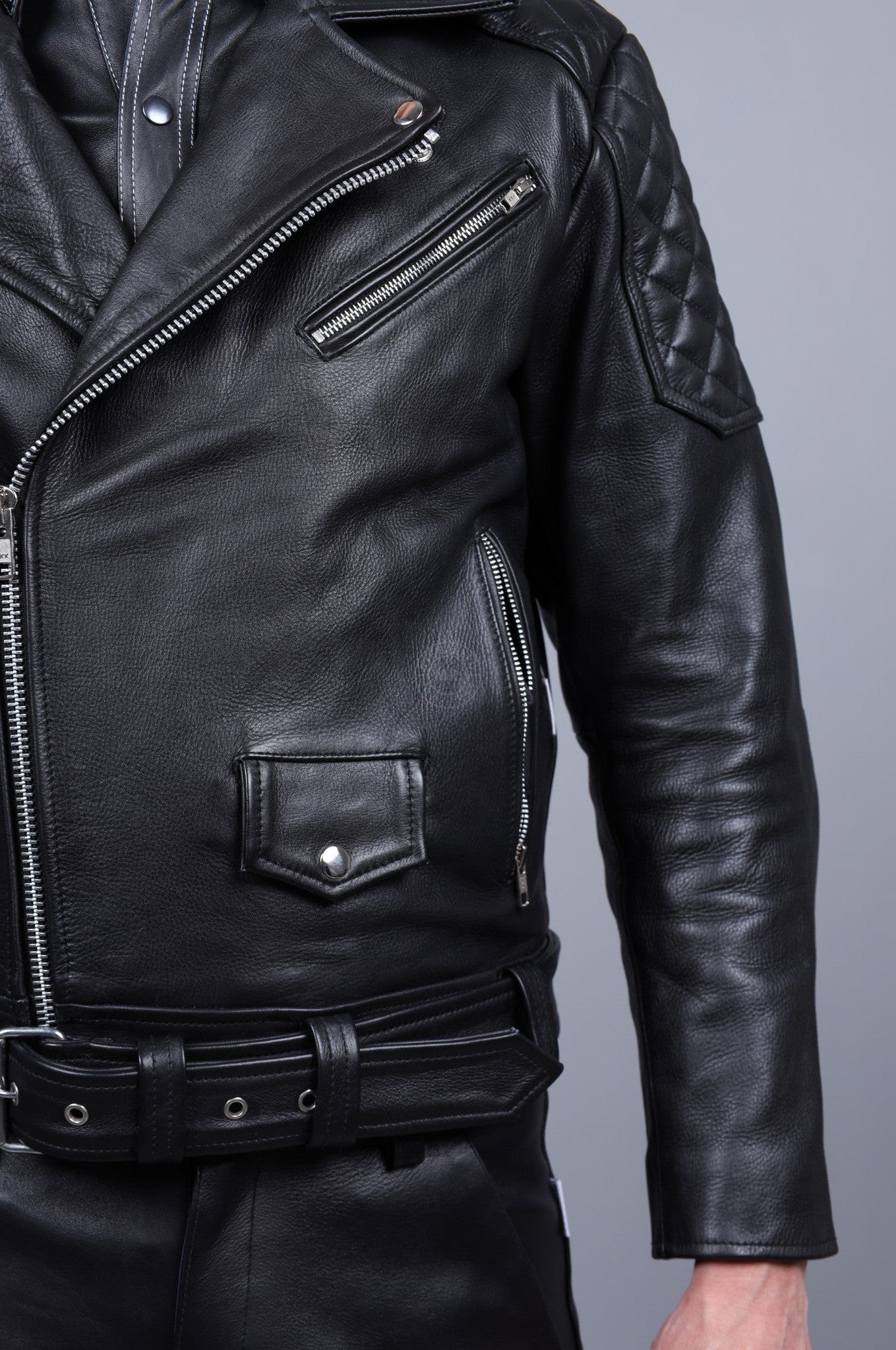 Leather Brando Jacket - Black Padding at MR. Riegillio