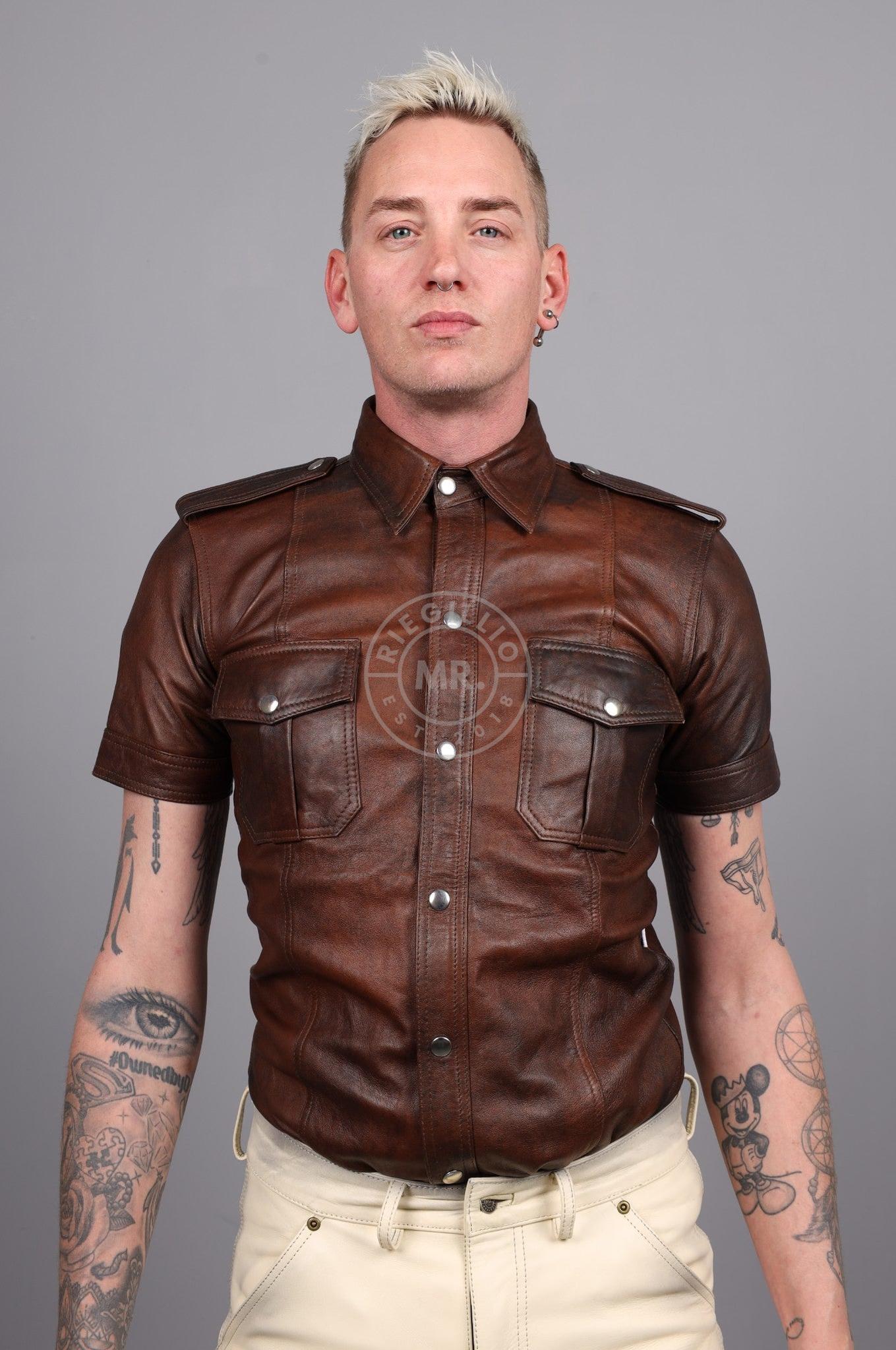 Vintage Brown Leather Shirt at MR. Riegillio