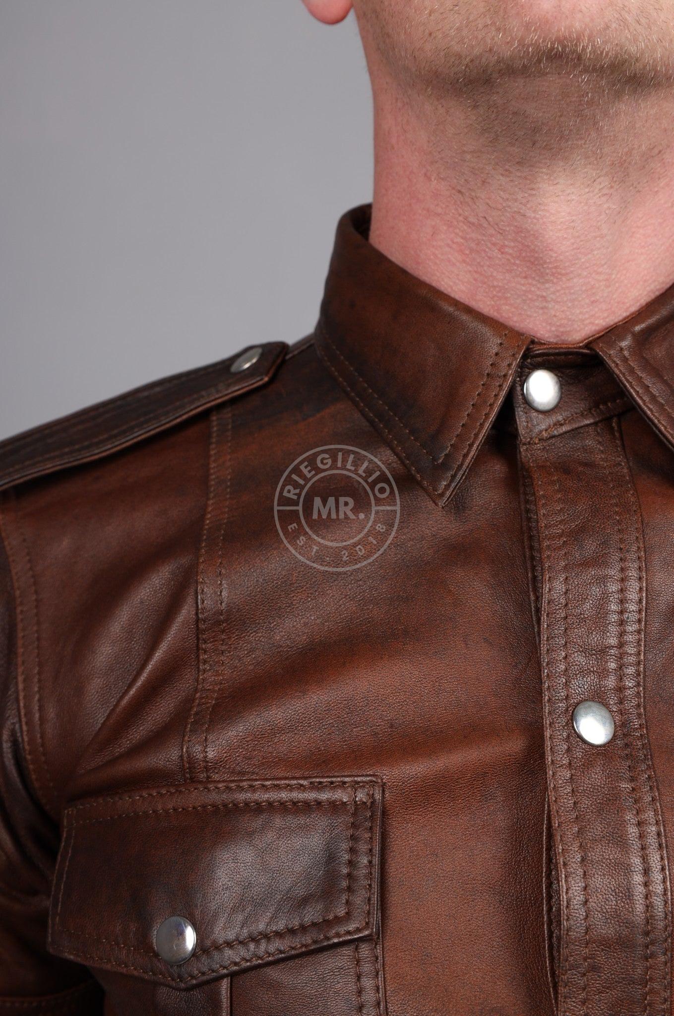 Vintage Brown Leather Shirt at MR. Riegillio