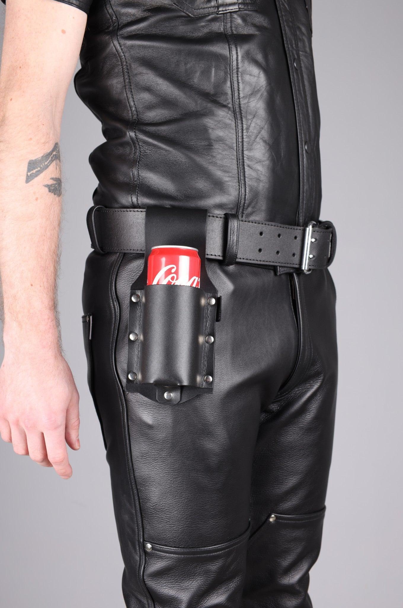 Black Leather Bottle Holder - Small at MR. Riegillio