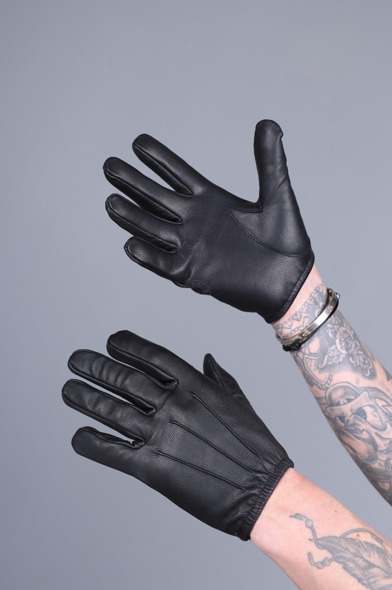Black Leather Police Gloves at MR. Riegillio