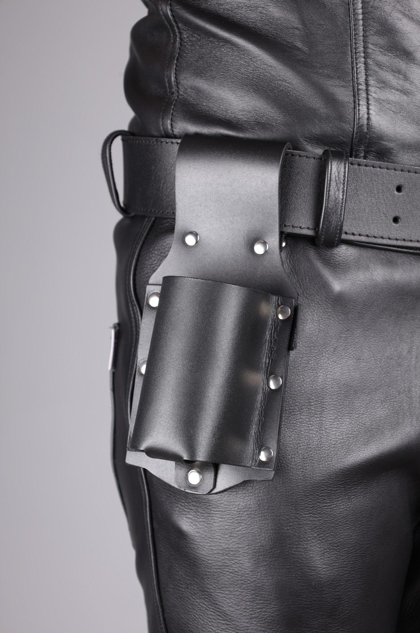 Black Leather Bottle Holder - Small at MR. Riegillio