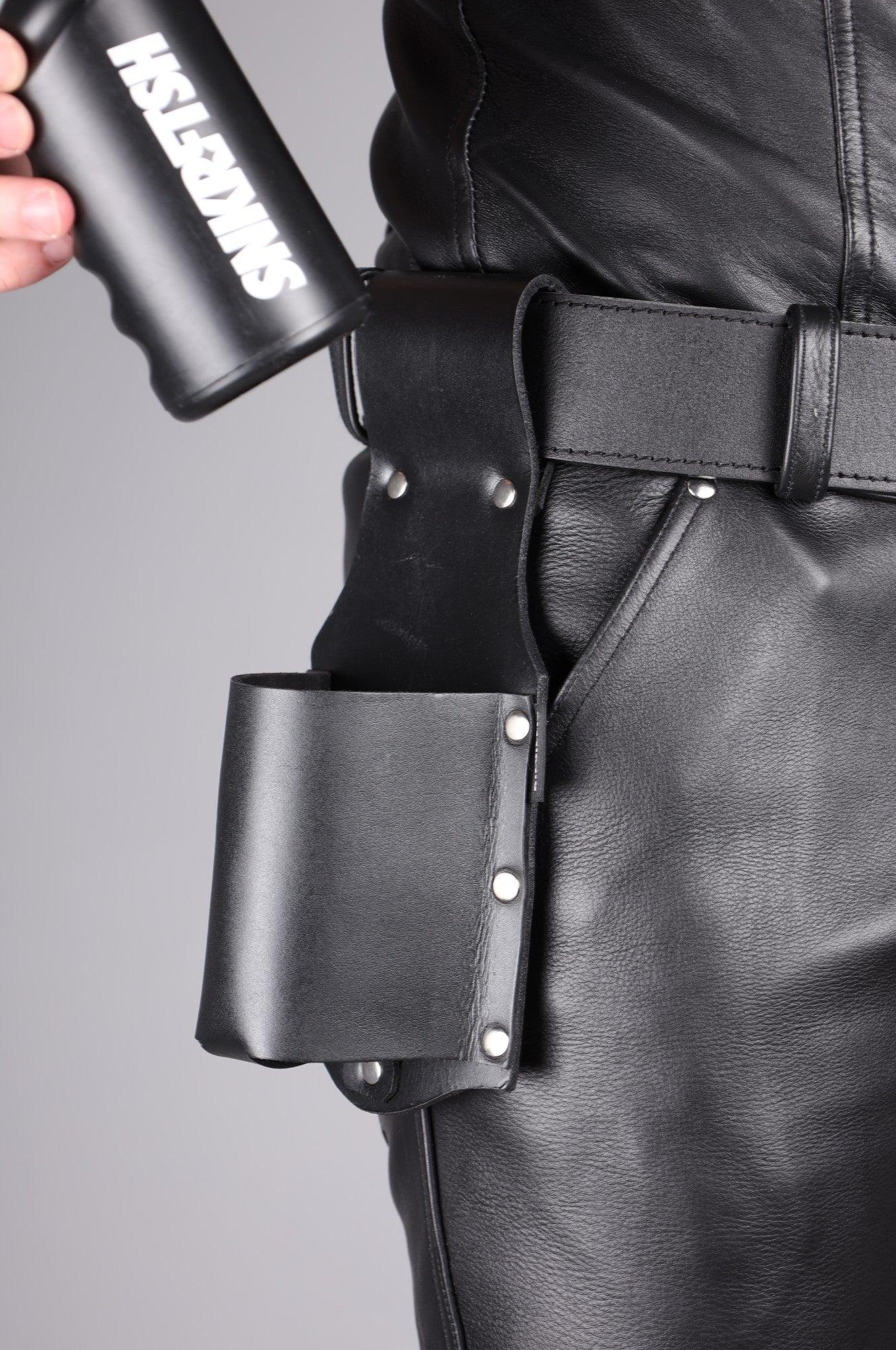 Black Leather Bottle Holder - Large at MR. Riegillio