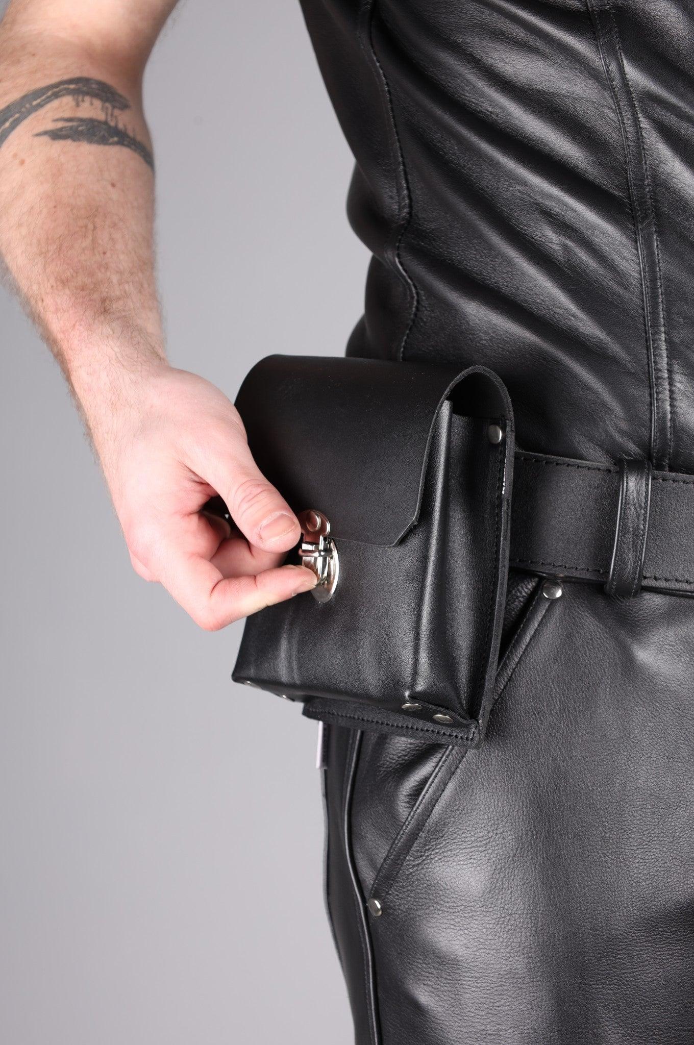 Black Soft Leather Belt Bag - Medium at MR. Riegillio