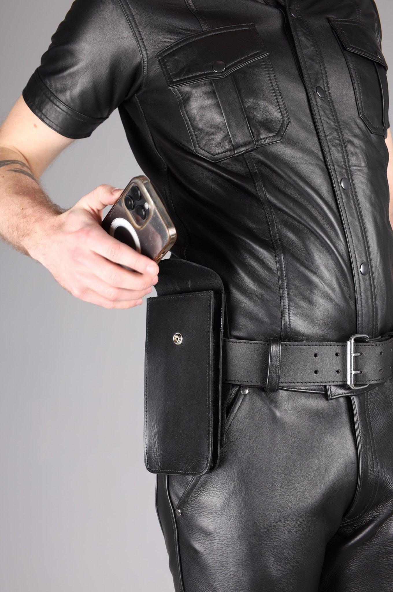 Black Leather Phone Case - Large at MR. Riegillio