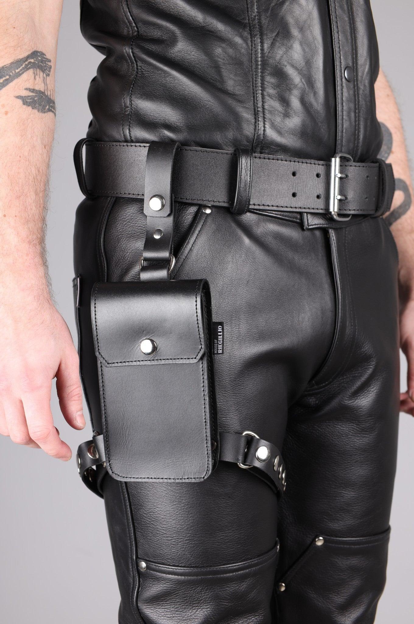 Black Leather Leg Pouch - One size at MR. Riegillio
