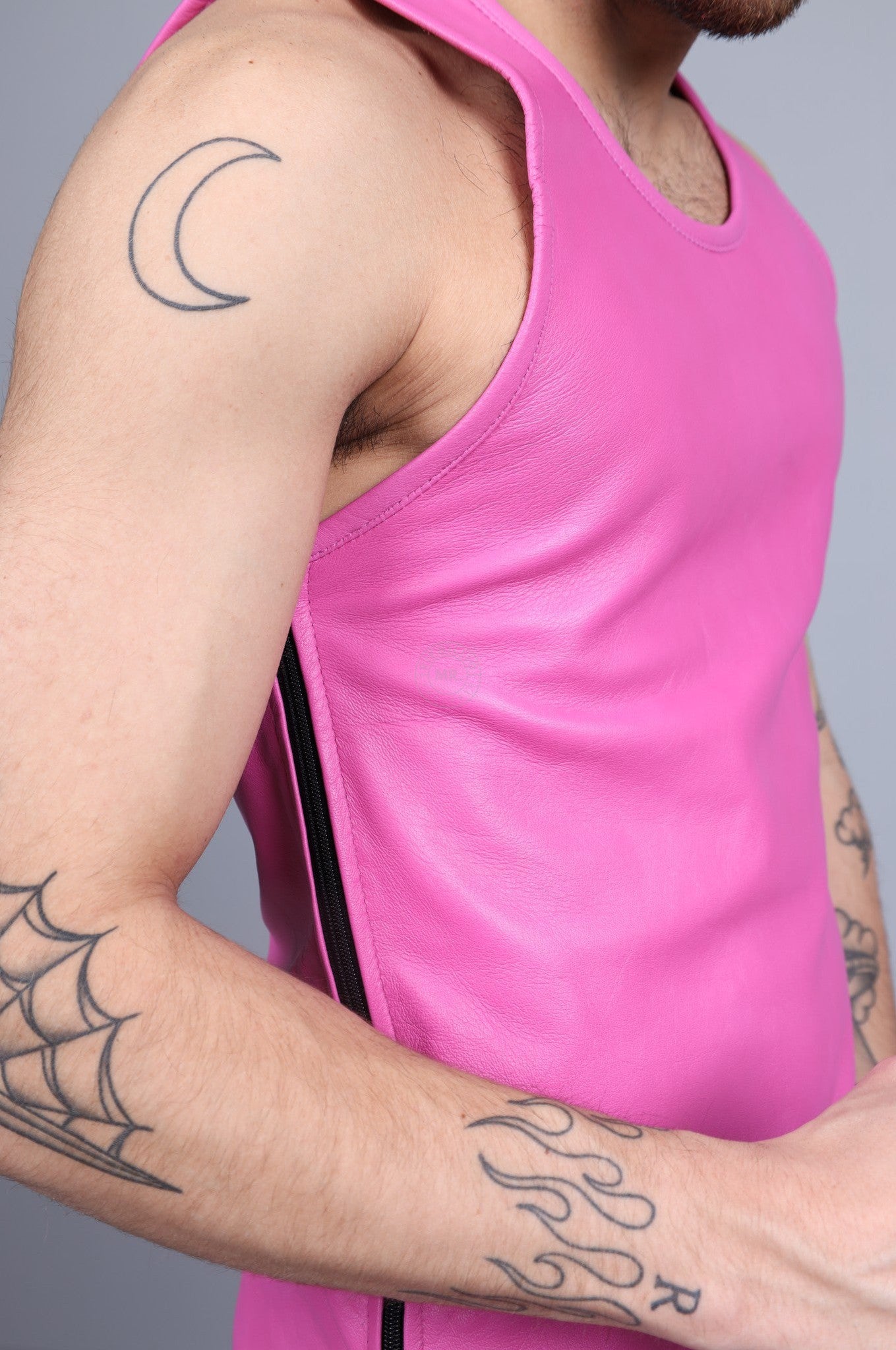 Bright Pink Leather Tank Top at MR. Riegillio