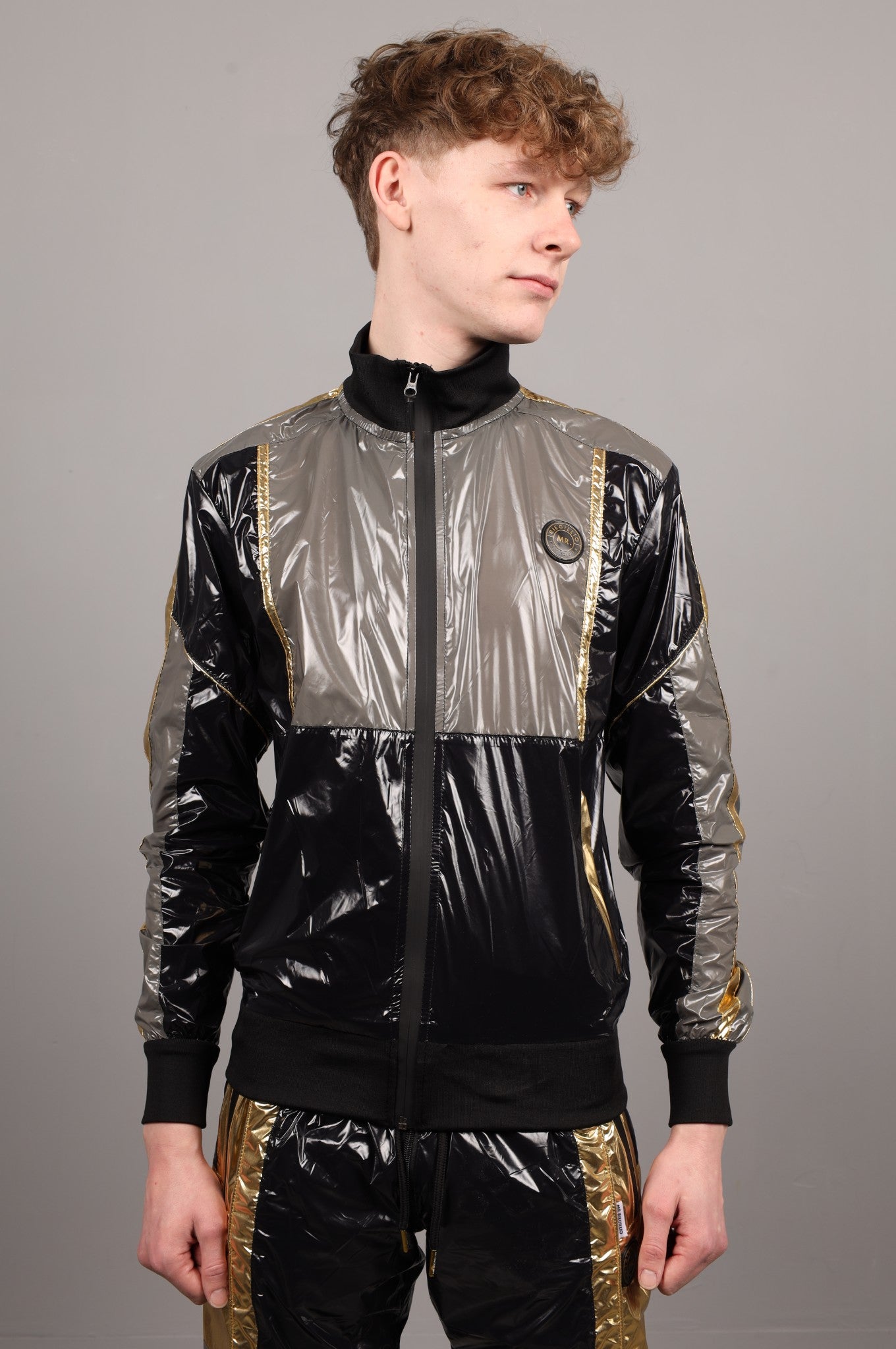 Shiny Nylon FORT Tracksuit Jacket - Gold