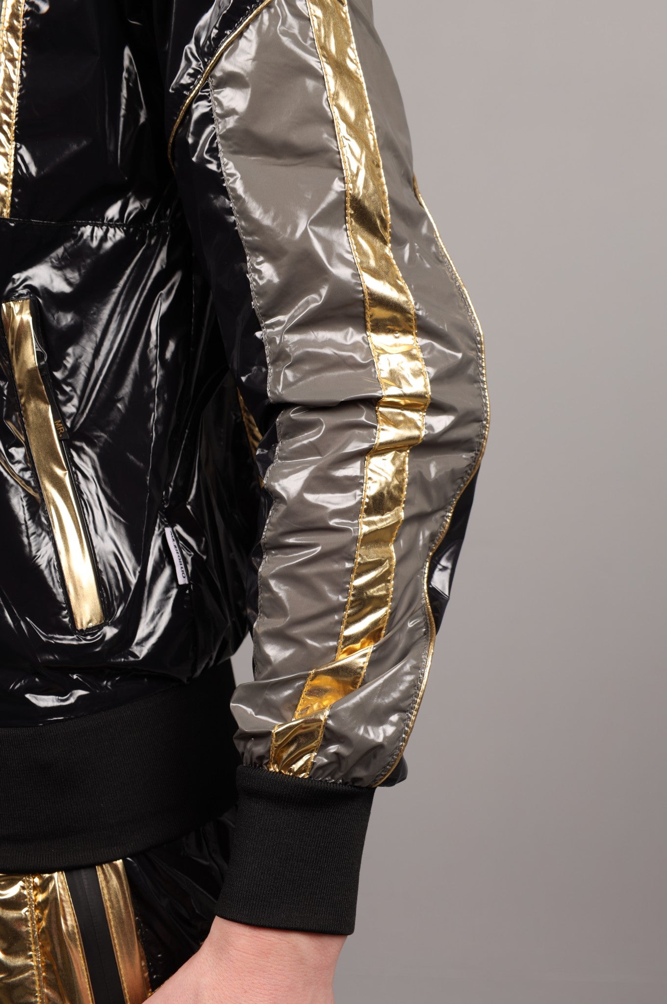 Shiny Nylon FORT Tracksuit Jacket - Gold