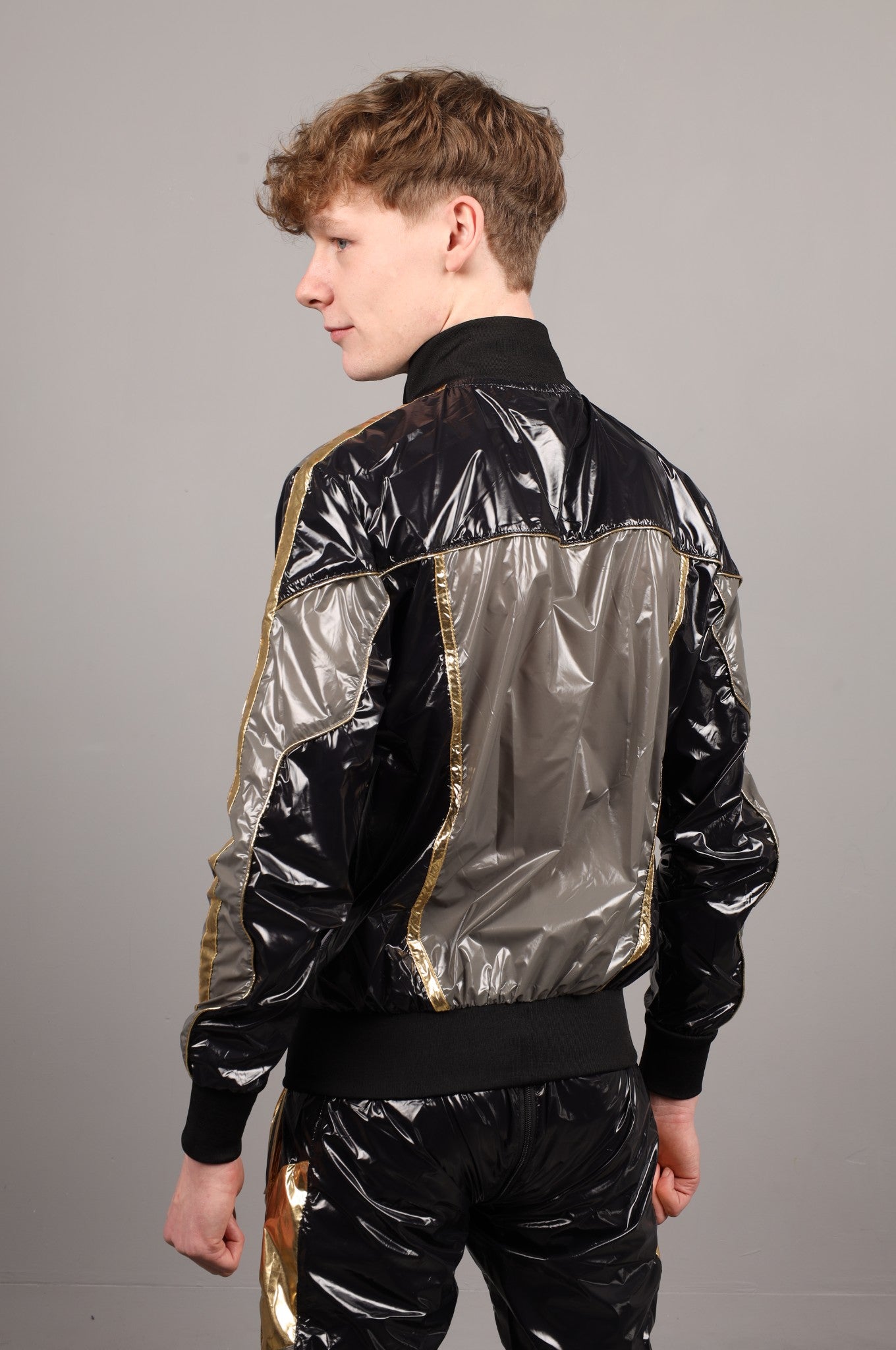 Shiny Nylon FORT Tracksuit Jacket - Gold
