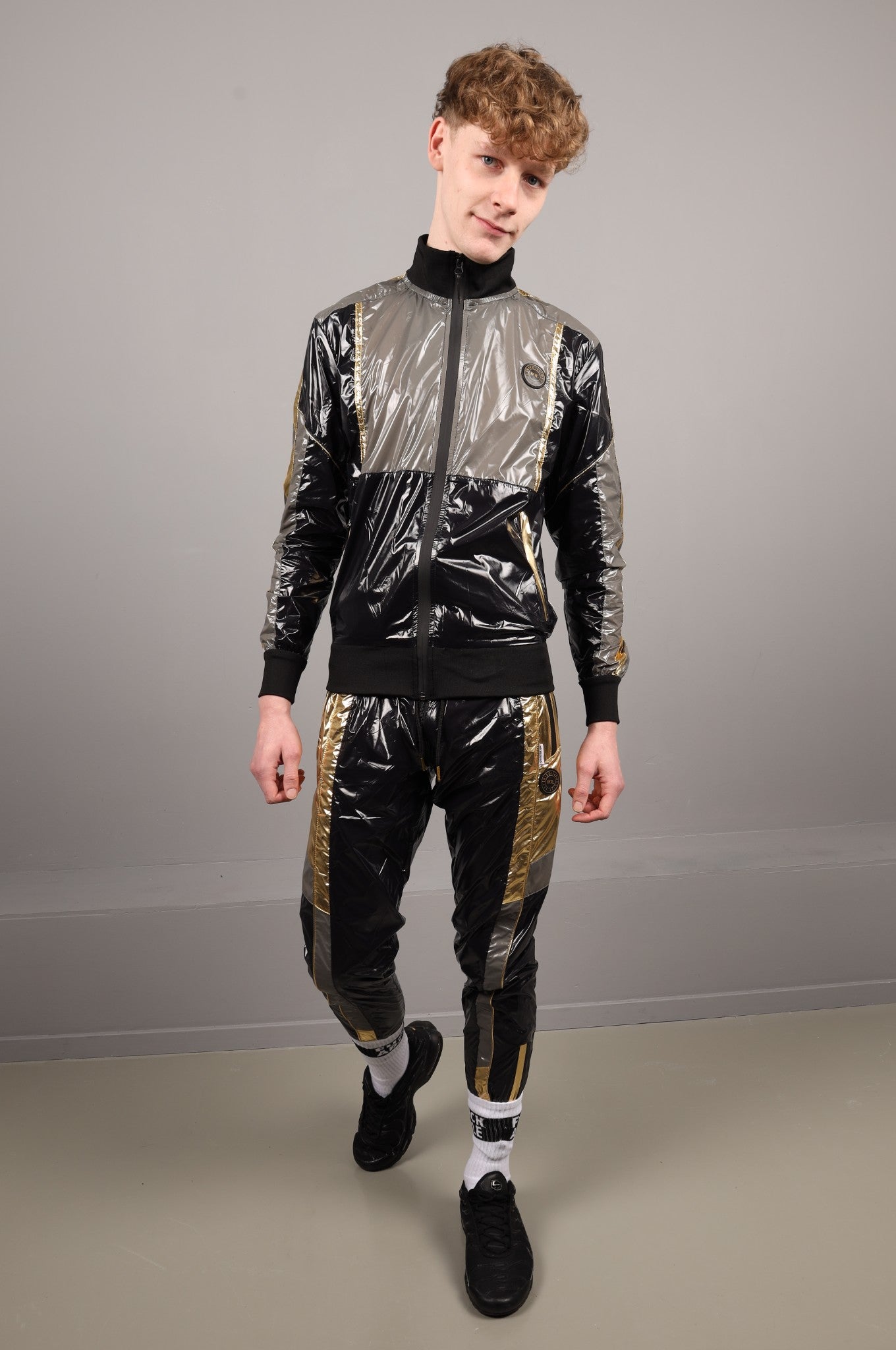Shiny Nylon FORT Tracksuit Jacket - Gold