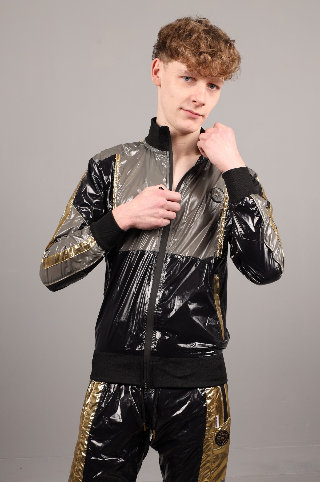 Shiny Nylon FORT Tracksuit Jacket - Gold